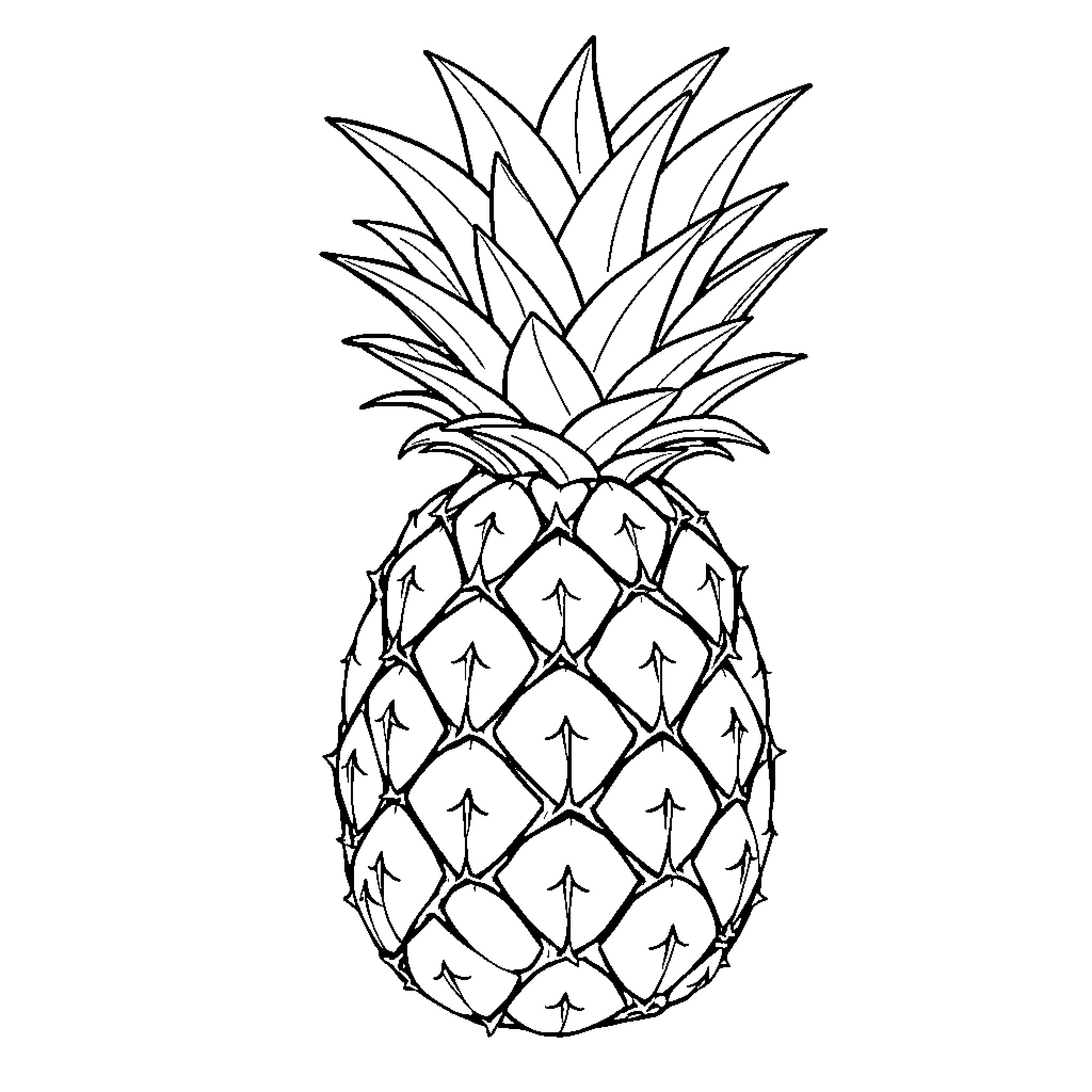 Pineapple with intricate geometric design Coloring Page (free black-and-white line drawing printable PDF for all, from beginners to advanced learners, including children, teens, adults, and seniors)