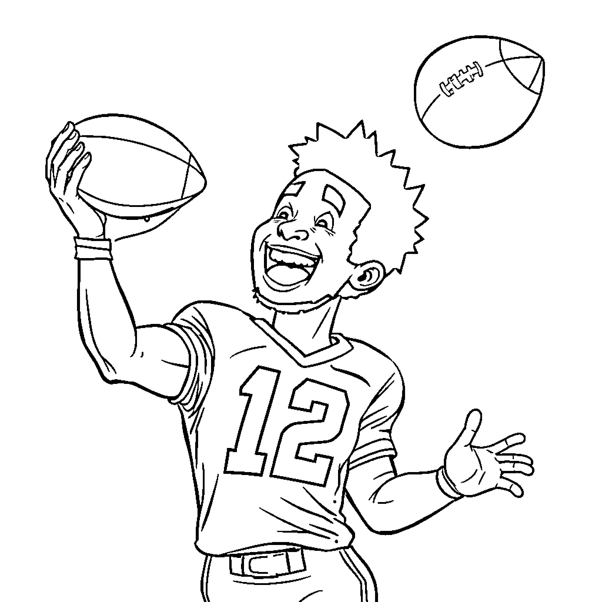 Justin Jefferson celebrating touchdown catch Coloring Page (free black-and-white line drawing printable PDF for all, from beginners to advanced learners, including children, teens, adults, and seniors)