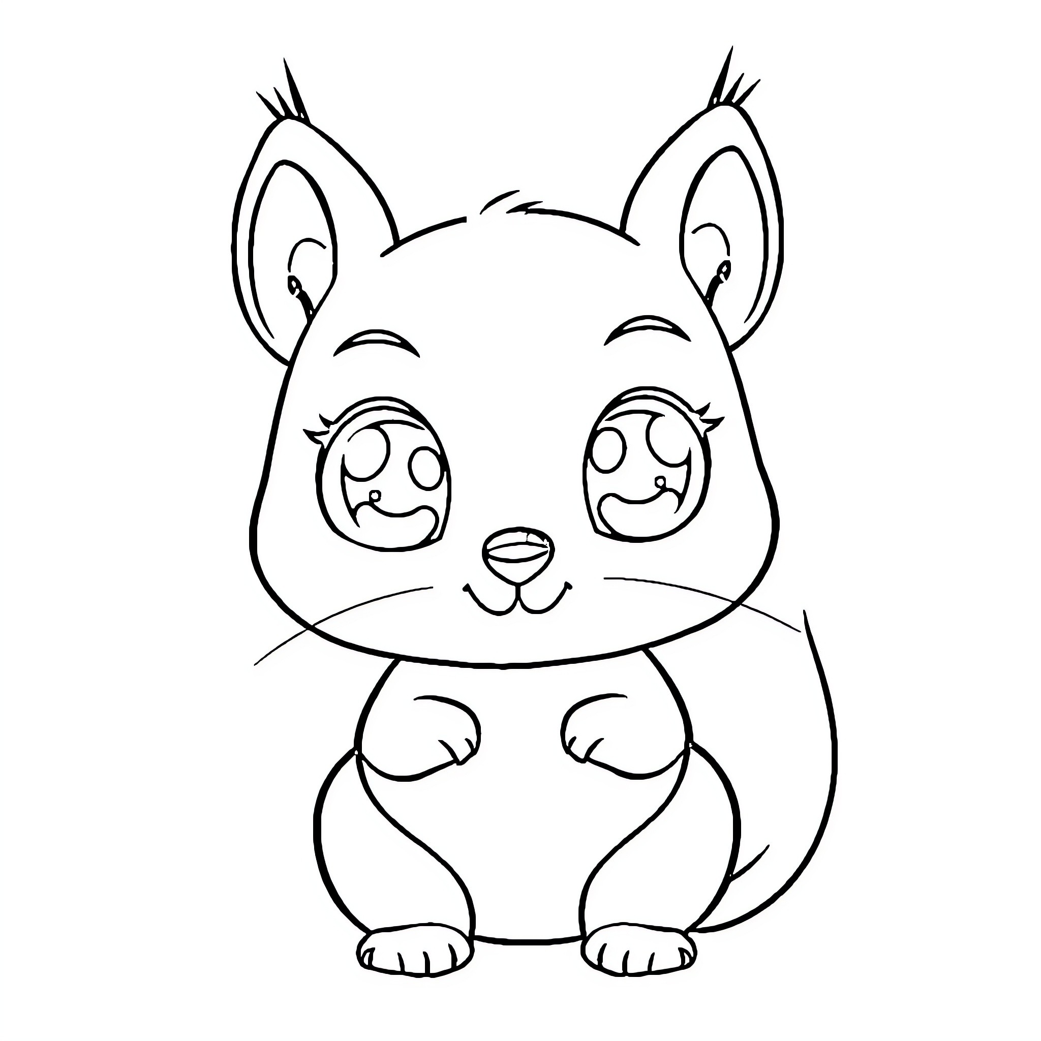 Squirrel enjoying a delightful moment Coloring Page (free black-and-white line drawing printable PDF for all, from beginners to advanced learners, including children, teens, adults, and seniors)