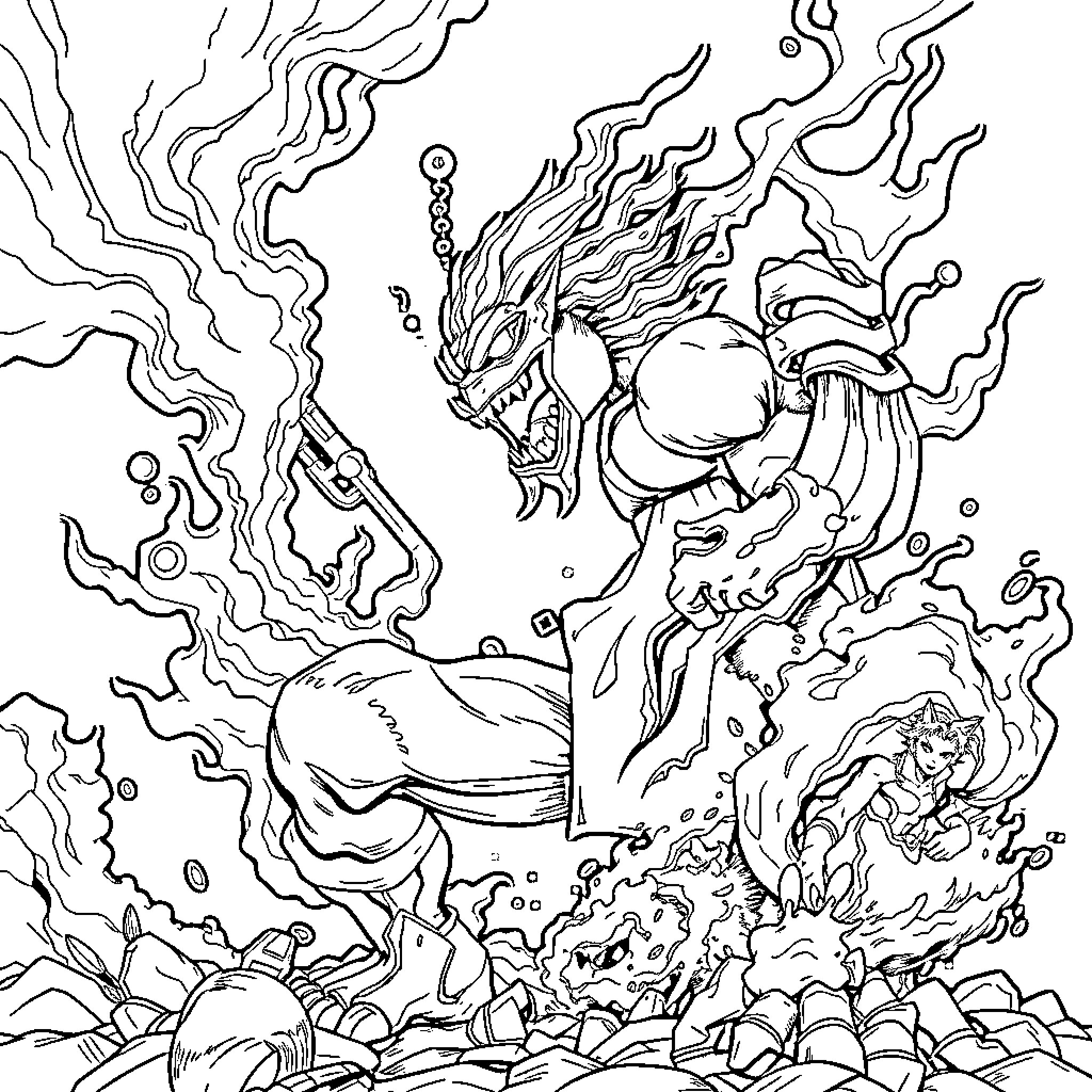 Michigan Monster Mayhem in the Wilderness Coloring Page (free black-and-white line drawing printable PDF for all, from beginners to advanced learners, including children, teens, adults, and seniors)