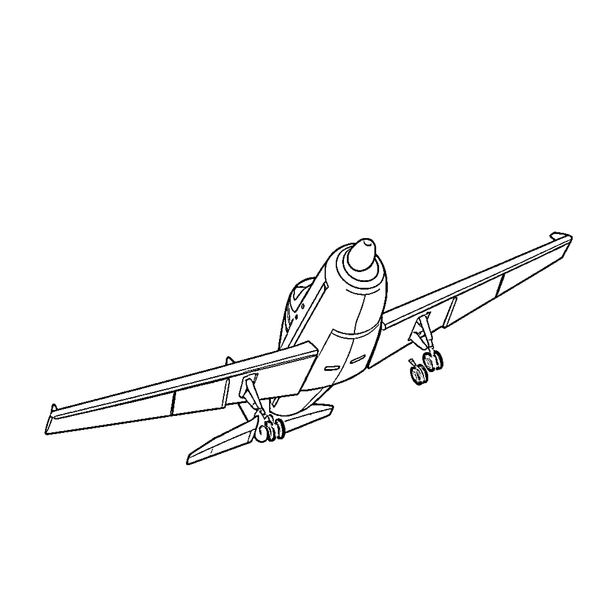 Airplane taking off from runway Coloring Page (free black-and-white line drawing printable PDF for all, from beginners to advanced learners, including children, teens, adults, and seniors)