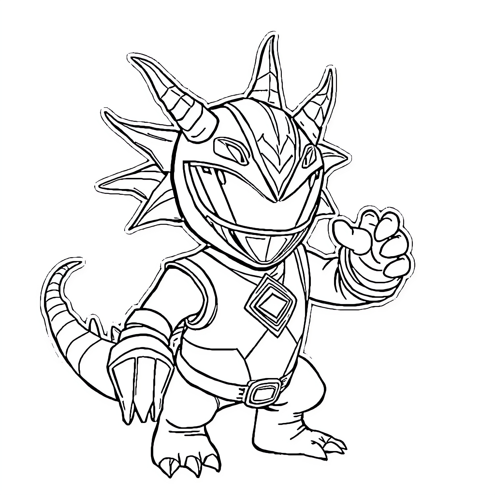 Demogorgon Creature in Action Pose Coloring Page (free black-and-white line drawing printable PDF for all, from beginners to advanced learners, including children, teens, adults, and seniors)