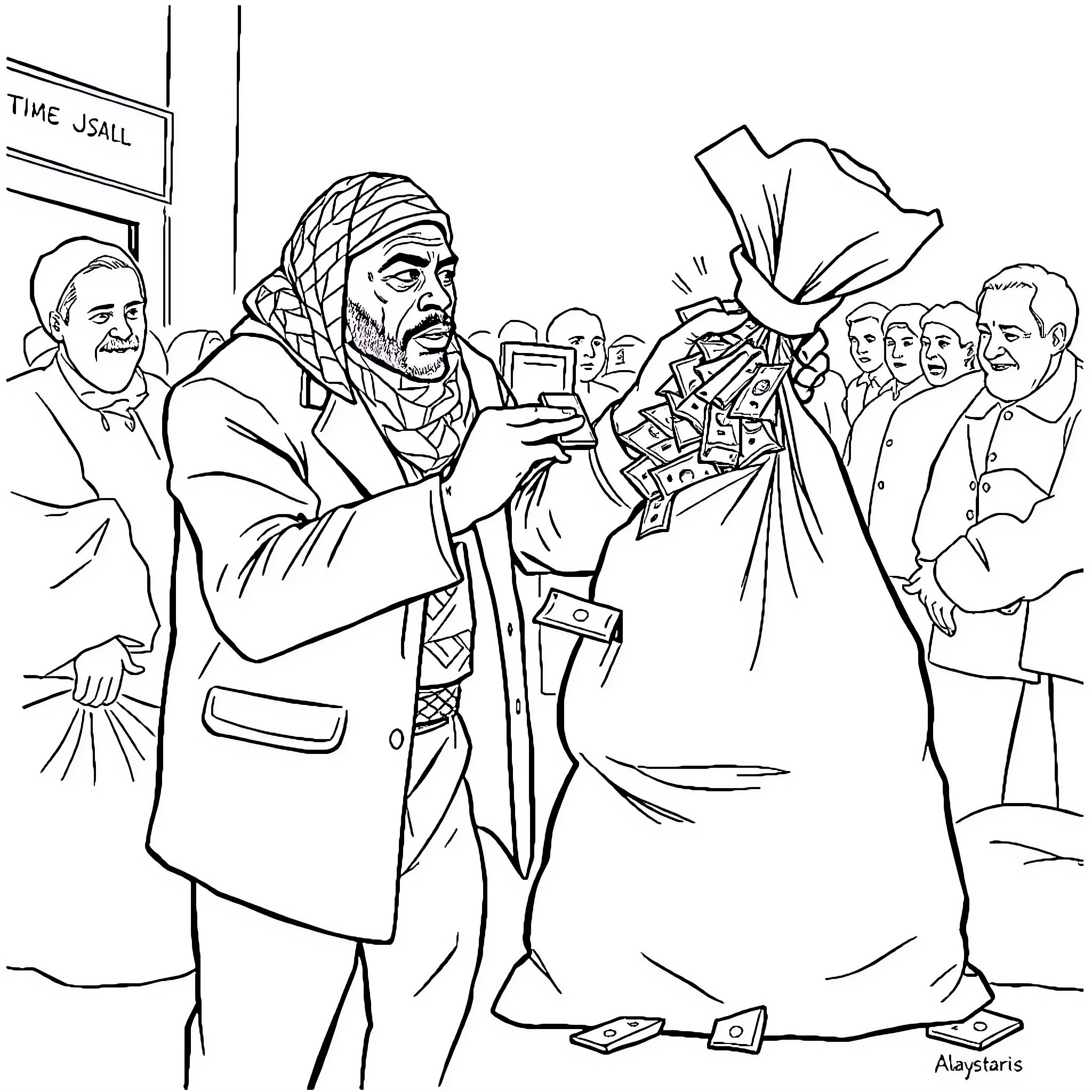 Macky Sall Receiving Congratulations and Gifts Coloring Page (free black-and-white line drawing printable PDF for all, from beginners to advanced learners, including children, teens, adults, and seniors)