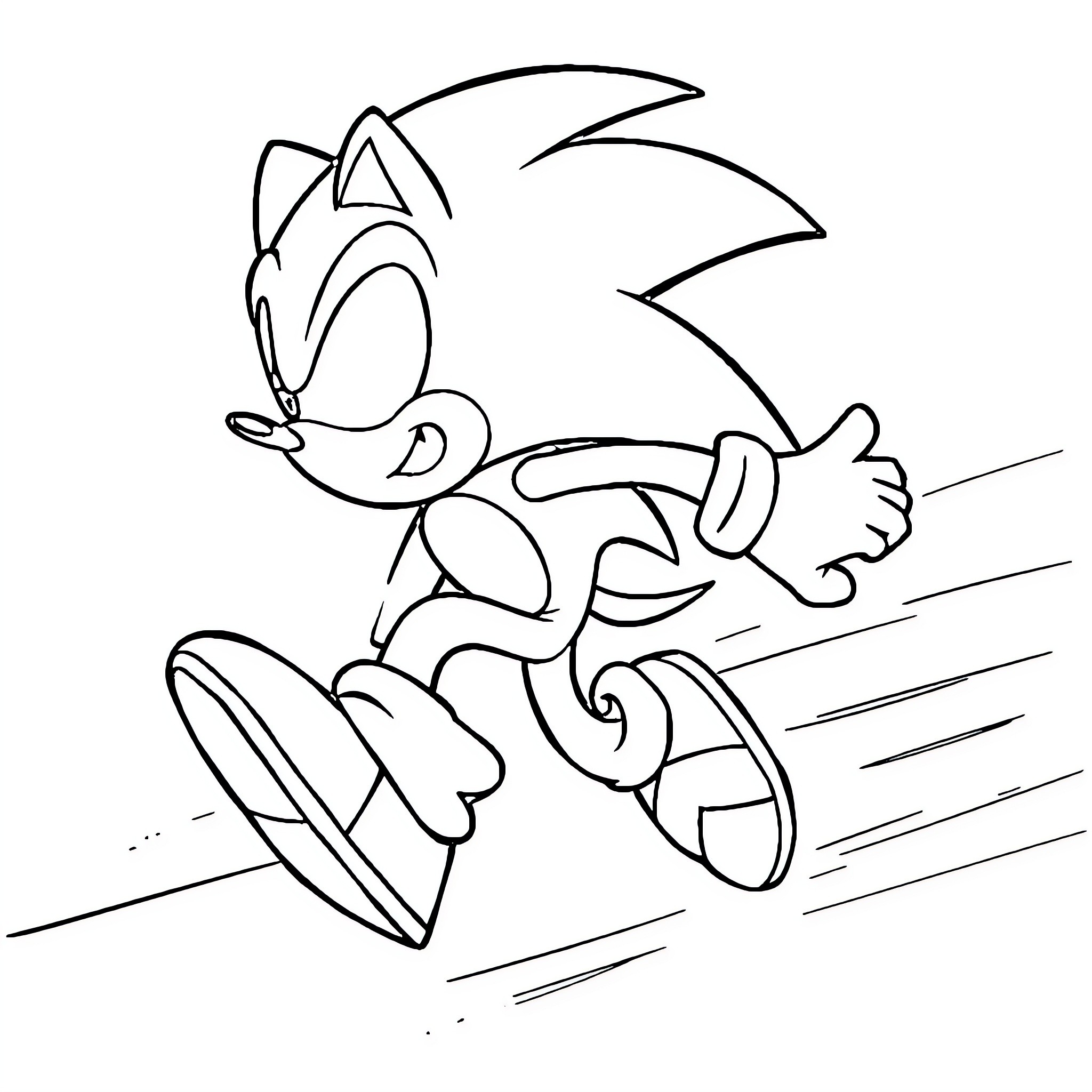 Sonic running at high speed Coloring Page (free black-and-white line drawing printable PDF for all, from beginners to advanced learners, including children, teens, adults, and seniors)