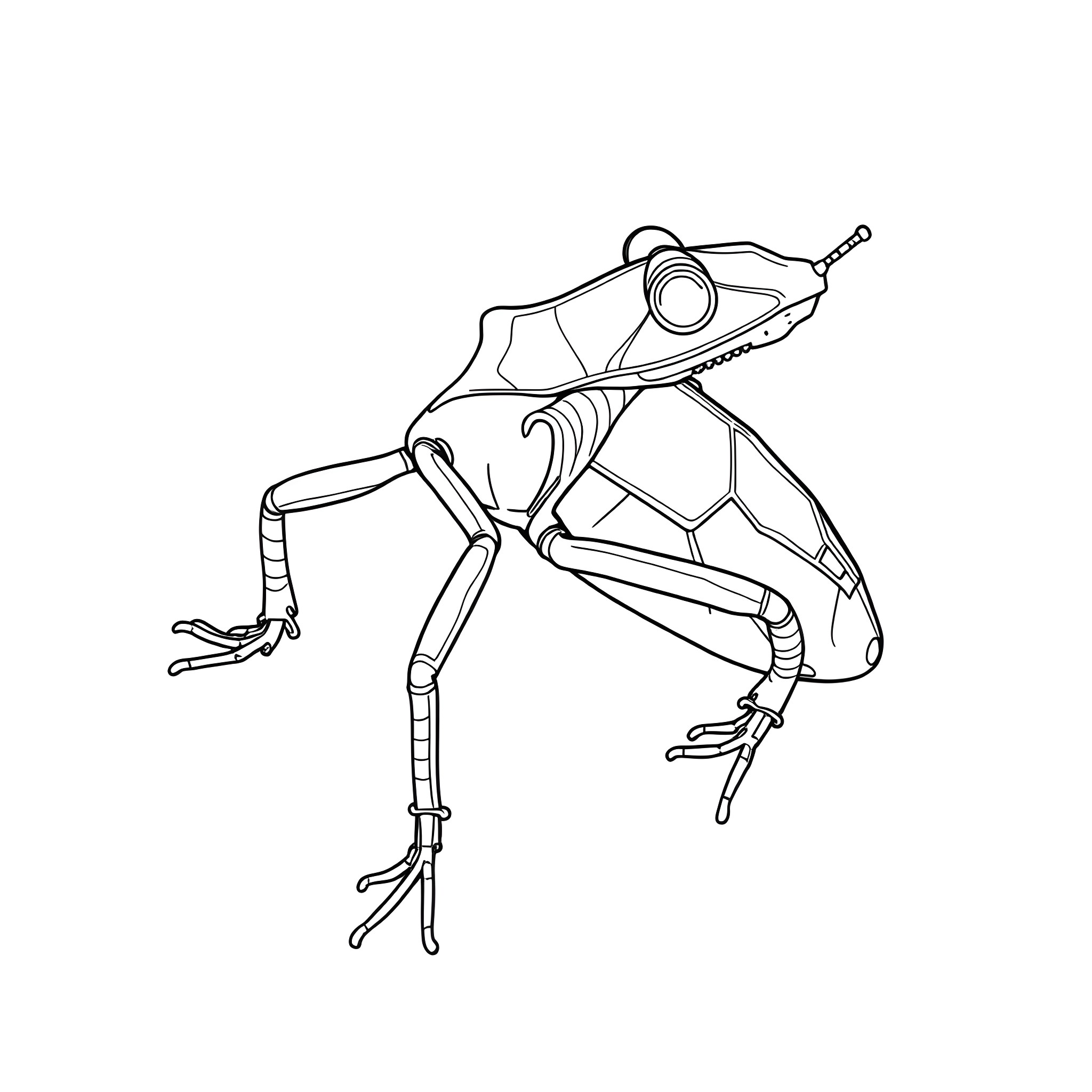 Phyllobates frog in a thoughtful pose Coloring Page (free black-and-white line drawing printable PDF for all, from beginners to advanced learners, including children, teens, adults, and seniors)