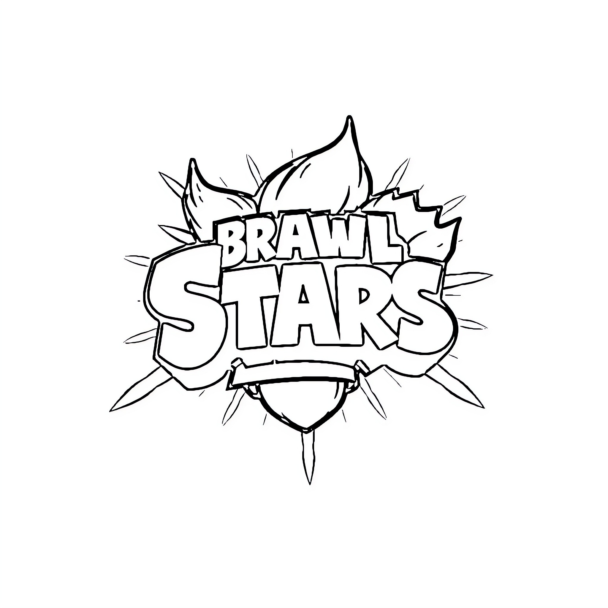 Brawl Stars Explosive Action Logo Coloring Page (free black-and-white line drawing printable PDF for all, from beginners to advanced learners, including children, teens, adults, and seniors)