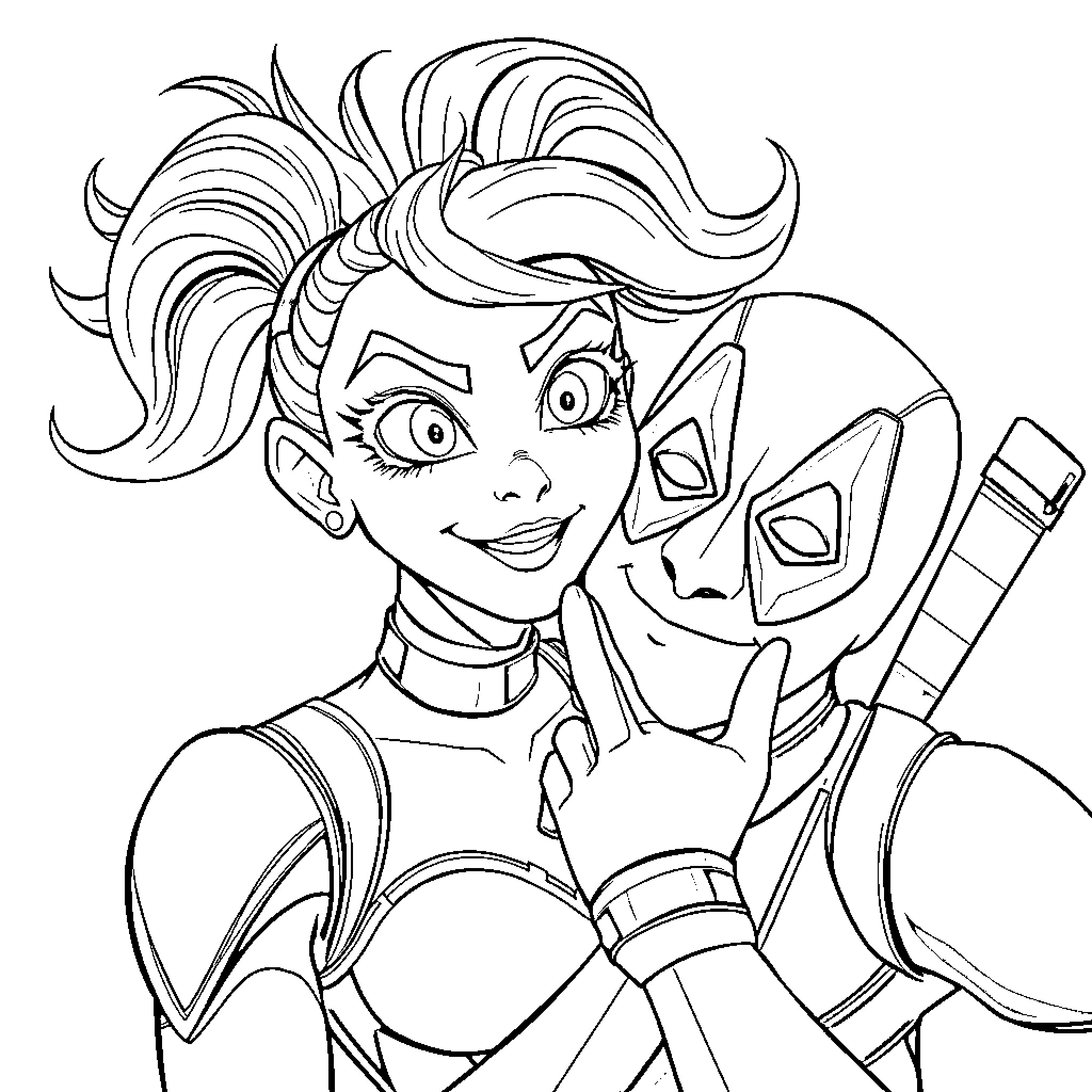 Jinx's Mischievous Pose Coloring Page (free black-and-white line drawing printable PDF for all, from beginners to advanced learners, including children, teens, adults, and seniors)