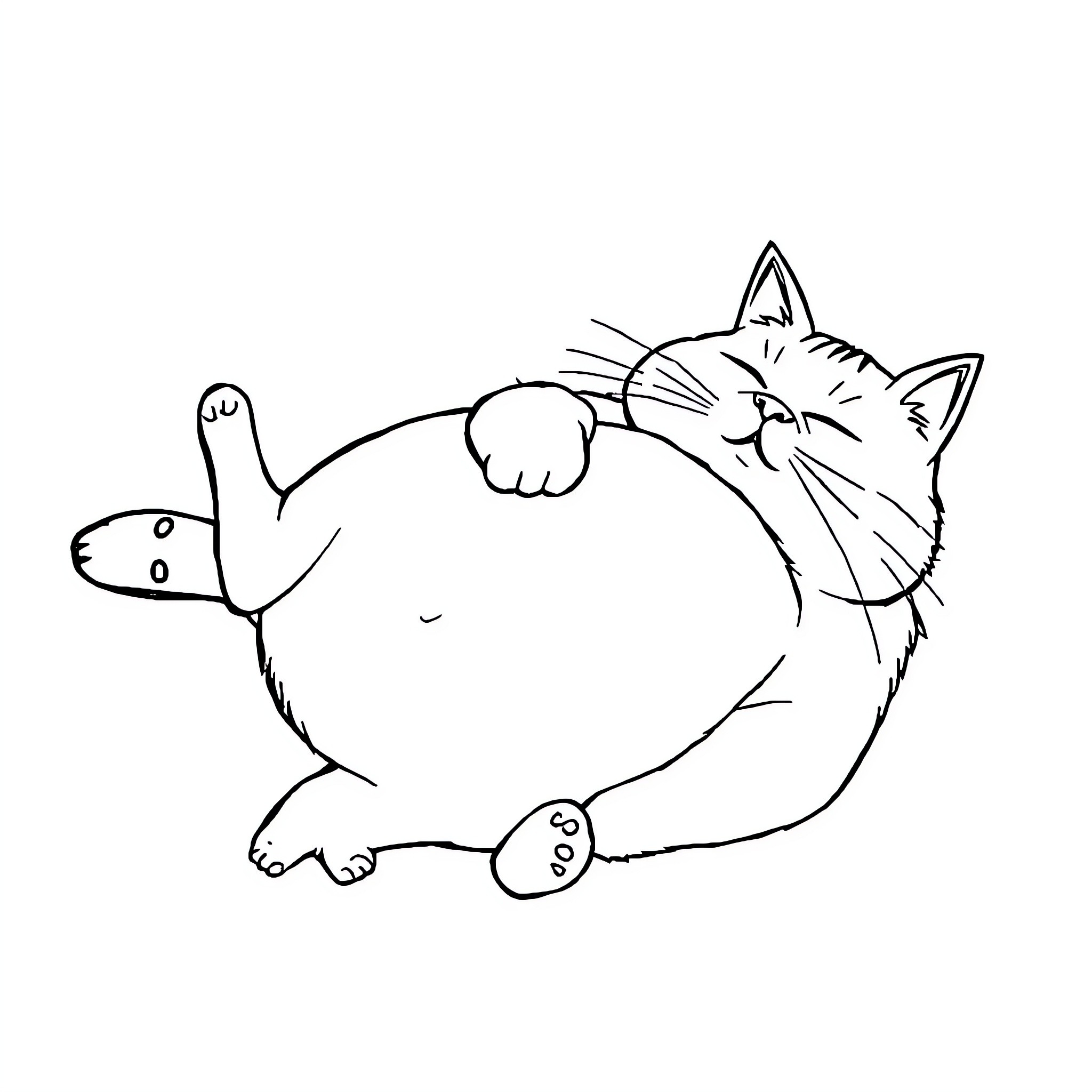 Cat napping with a mouse toy Coloring Page (free black-and-white line drawing printable PDF for all, from beginners to advanced learners, including children, teens, adults, and seniors)