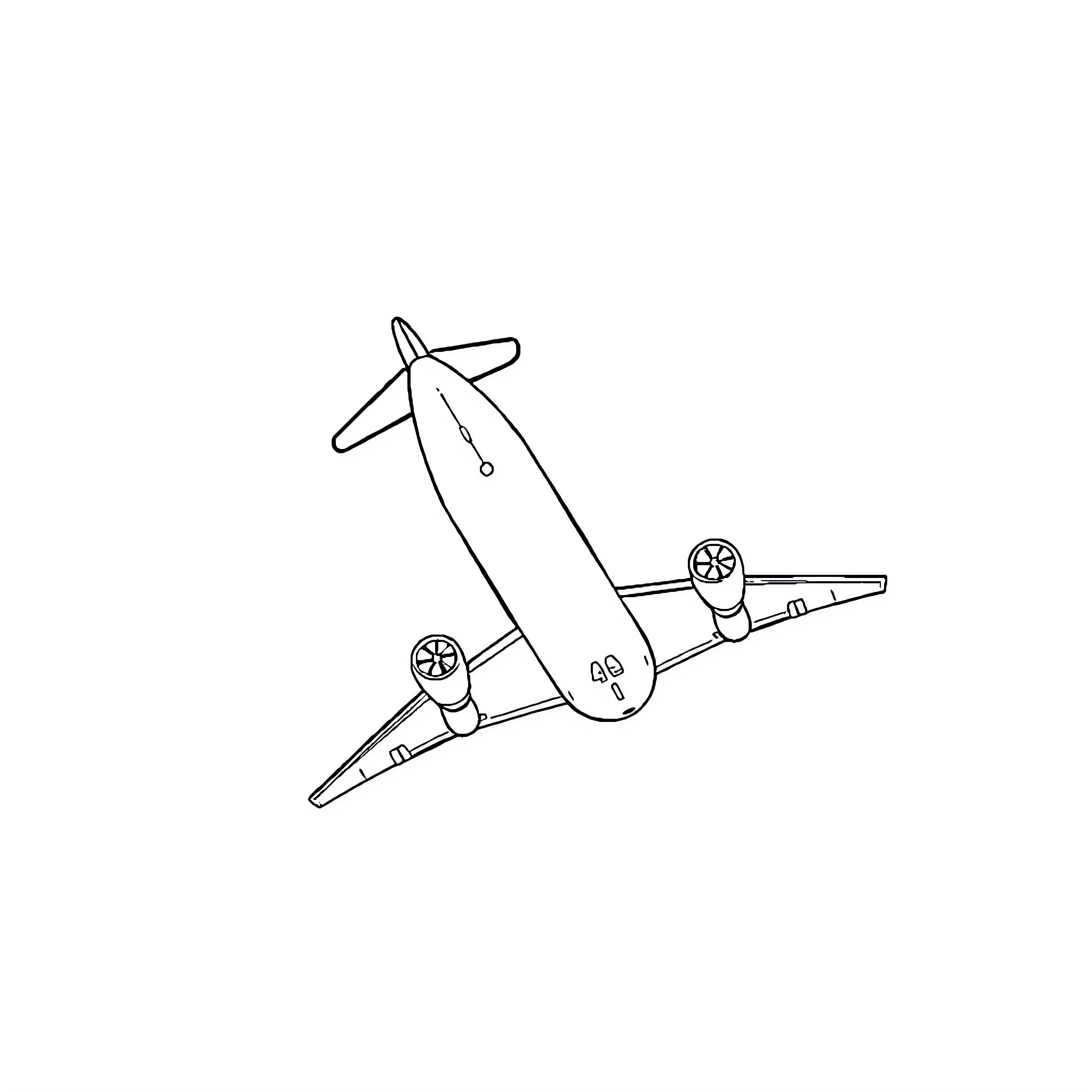 Plane taking off with wings extended Coloring Page (free black-and-white line drawing printable PDF for all, from beginners to advanced learners, including children, teens, adults, and seniors)