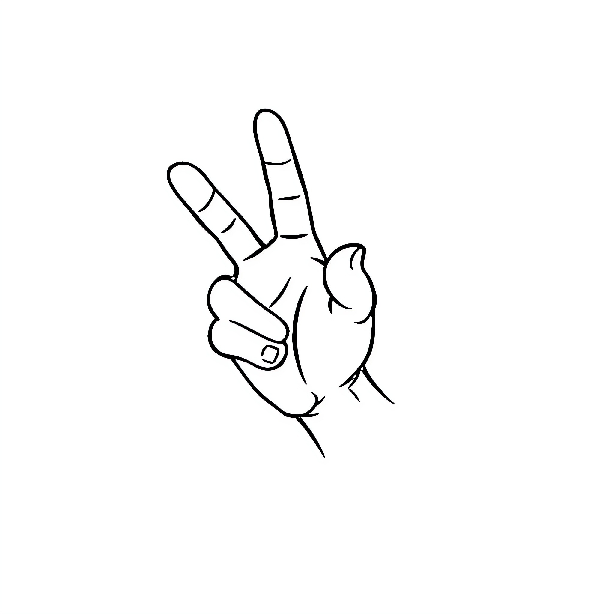 Ok hand gesture with fingers forming peace sign Coloring Page (free black-and-white line drawing printable PDF for all, from beginners to advanced learners, including children, teens, adults, and seniors)