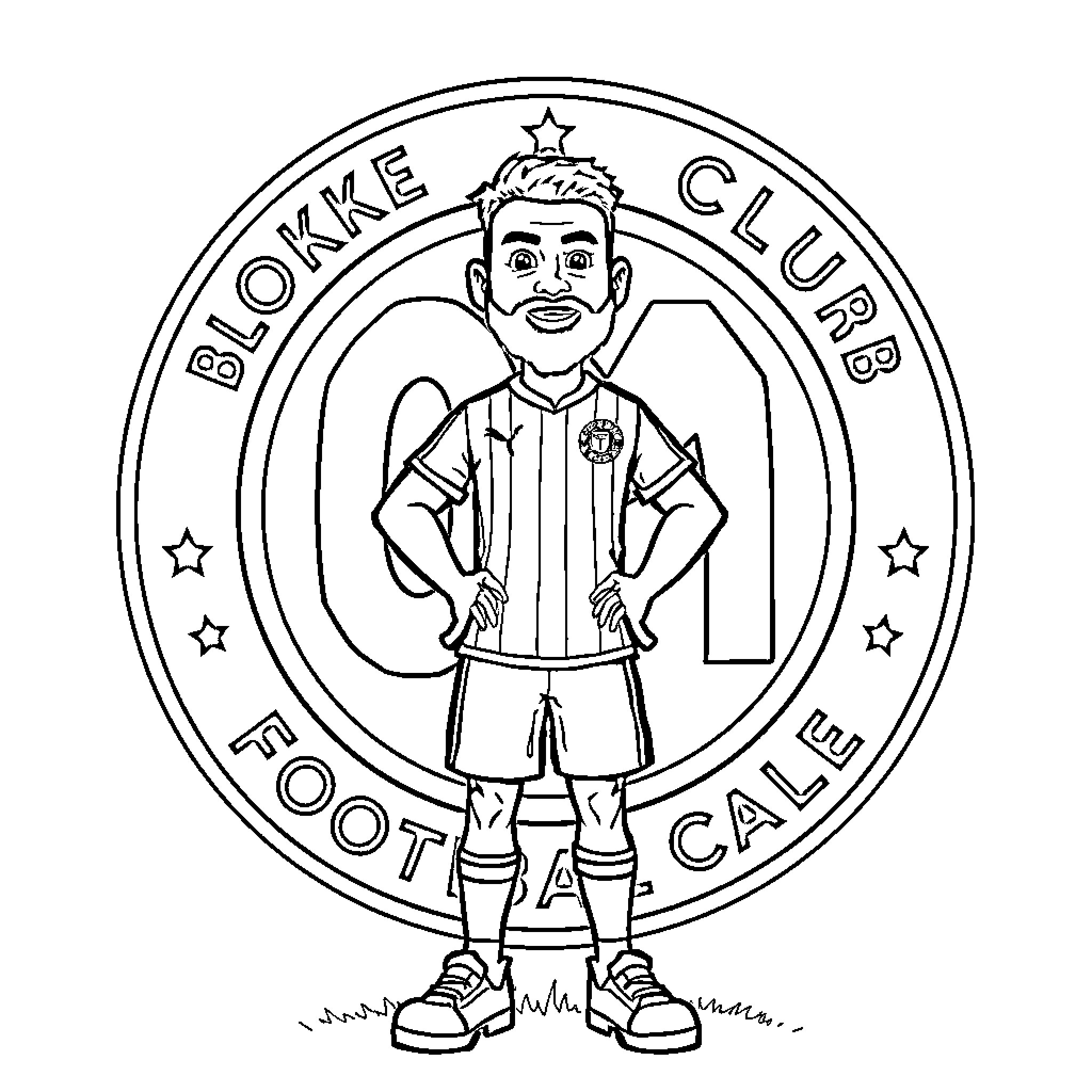 Ikki playing football for the local club Coloring Page (free black-and-white line drawing printable PDF for all, from beginners to advanced learners, including children, teens, adults, and seniors)