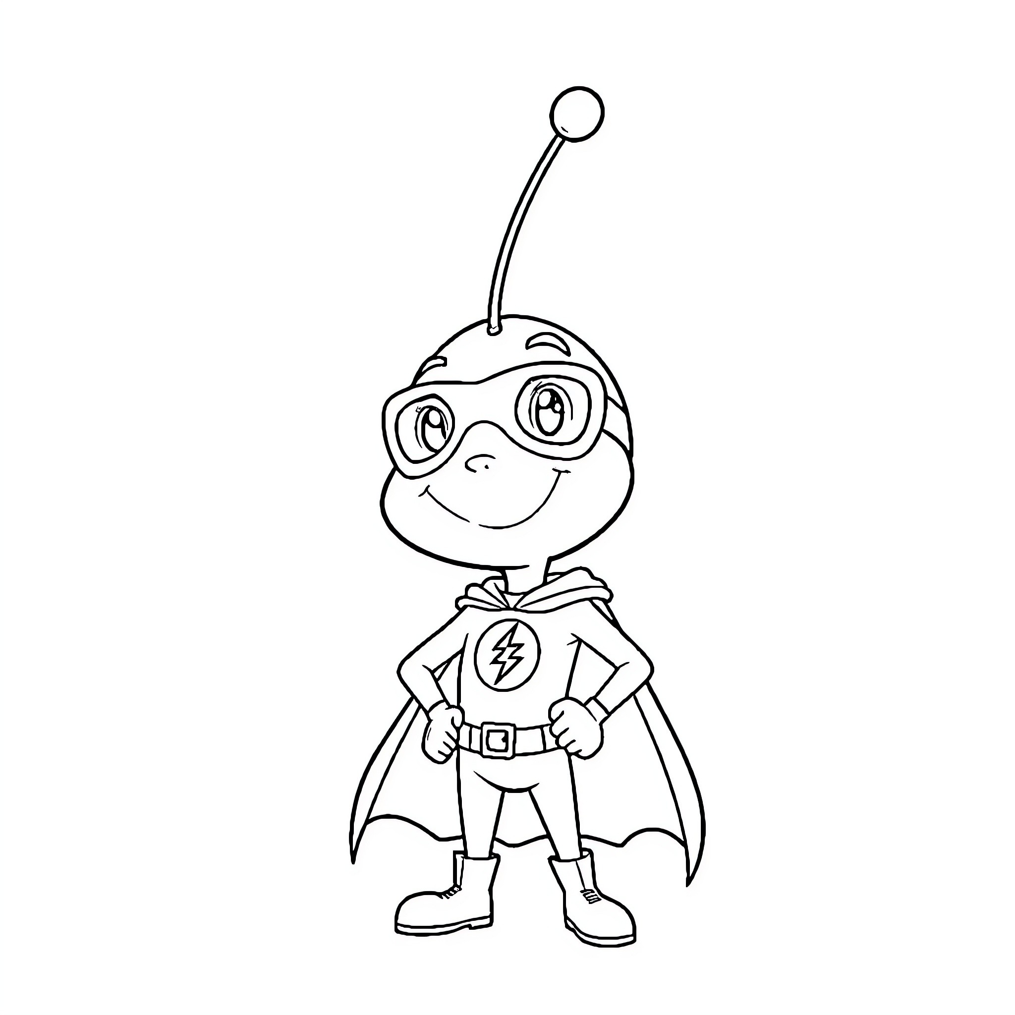 Chapulin superhero character in costume Coloring Page (free black-and-white line drawing printable PDF for all, from beginners to advanced learners, including children, teens, adults, and seniors)