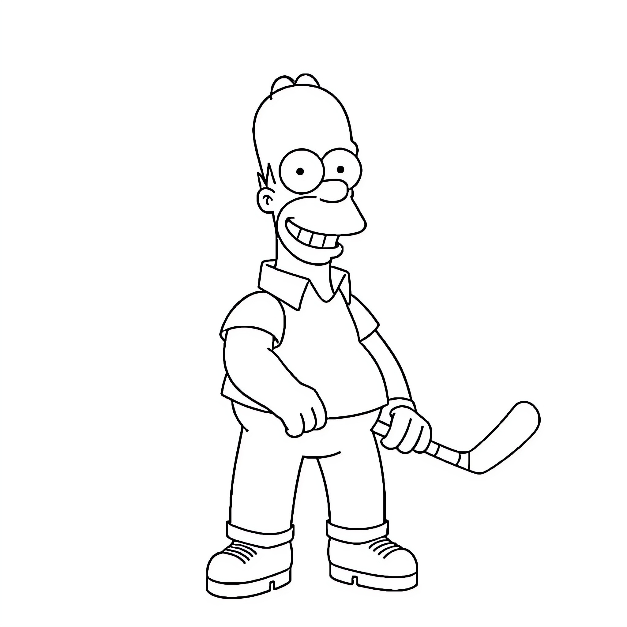 Homer Simpson enjoying a casual day Coloring Page (free black-and-white line drawing printable PDF for all, from beginners to advanced learners, including children, teens, adults, and seniors)