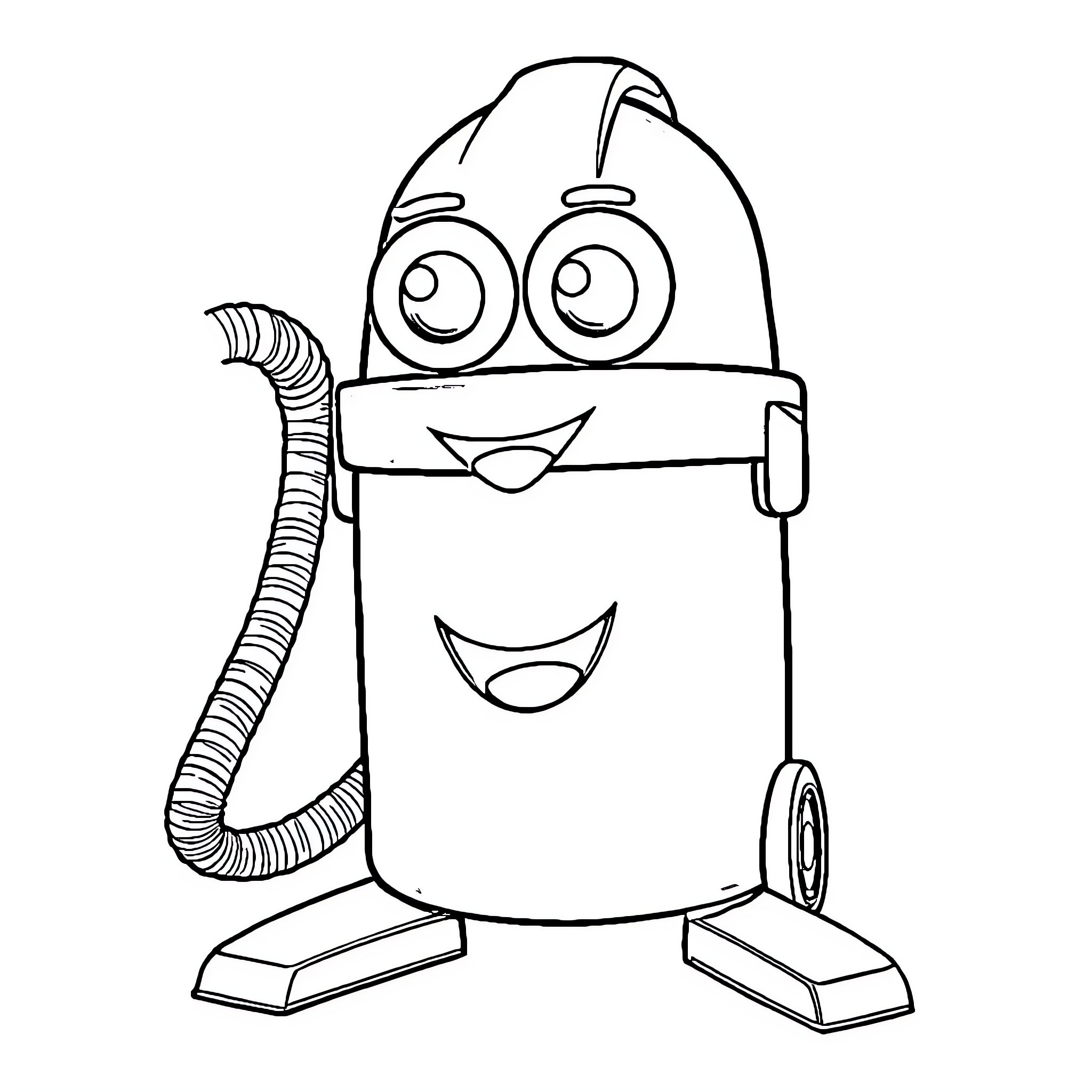 Henry the Friendly Robot Coloring Page (free black-and-white line drawing printable PDF for all, from beginners to advanced learners, including children, teens, adults, and seniors)