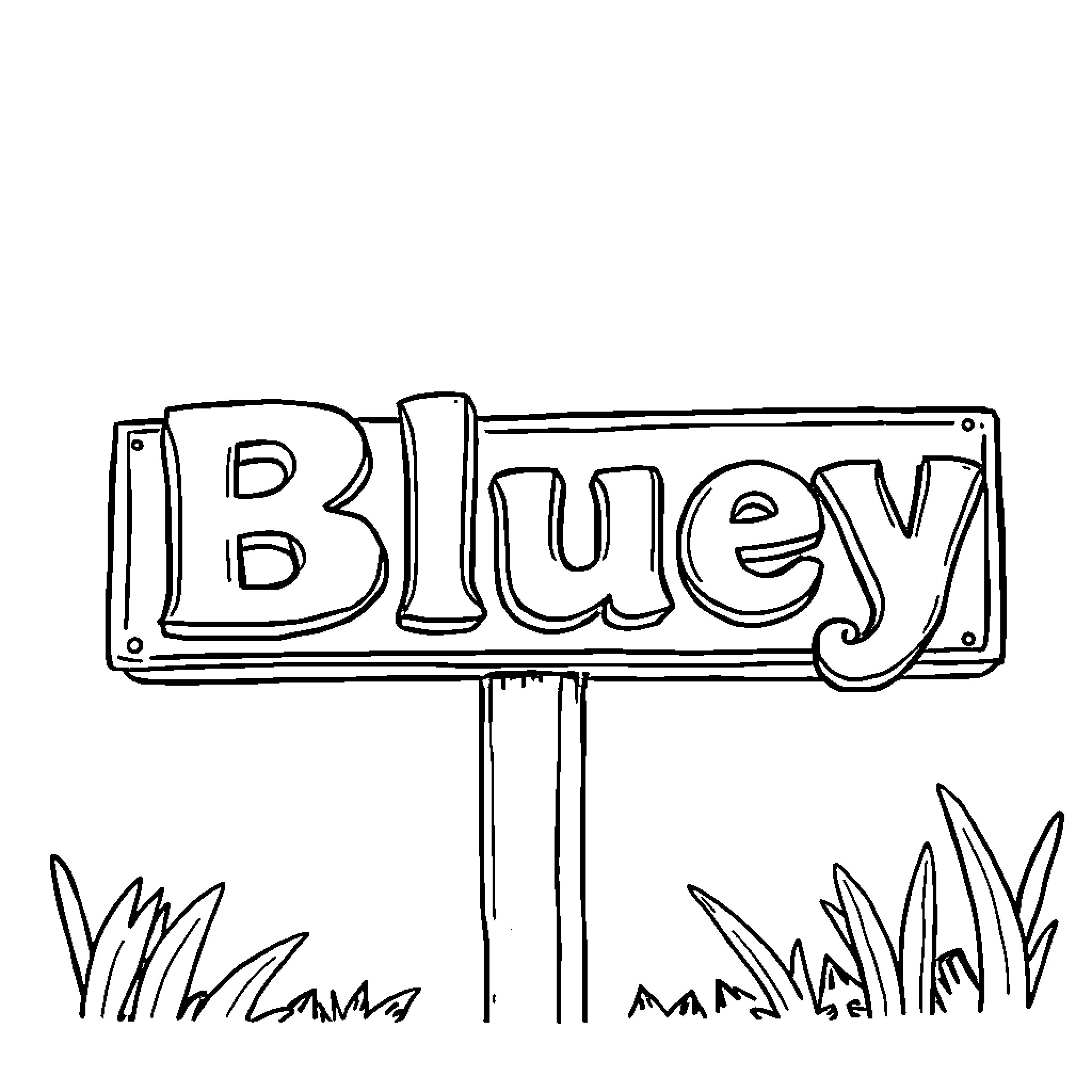 Bluey playing with nature scenery Coloring Page (free black-and-white line drawing printable PDF for all, from beginners to advanced learners, including children, teens, adults, and seniors)