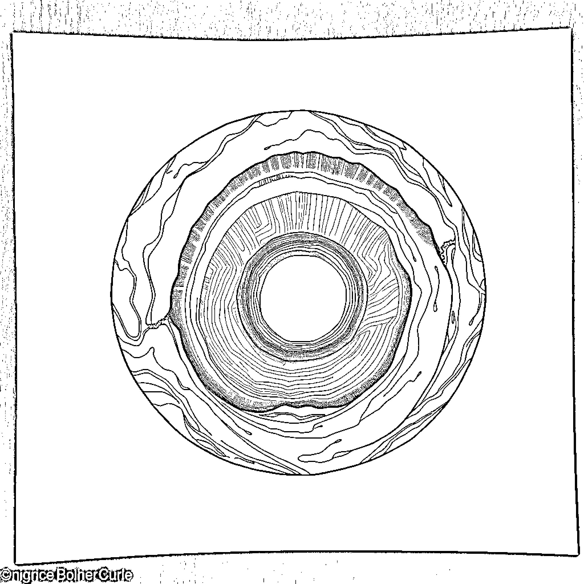 Earth's Intricate Cross-section Revealed Coloring Page (free black-and-white line drawing printable PDF for all, from beginners to advanced learners, including children, teens, adults, and seniors)