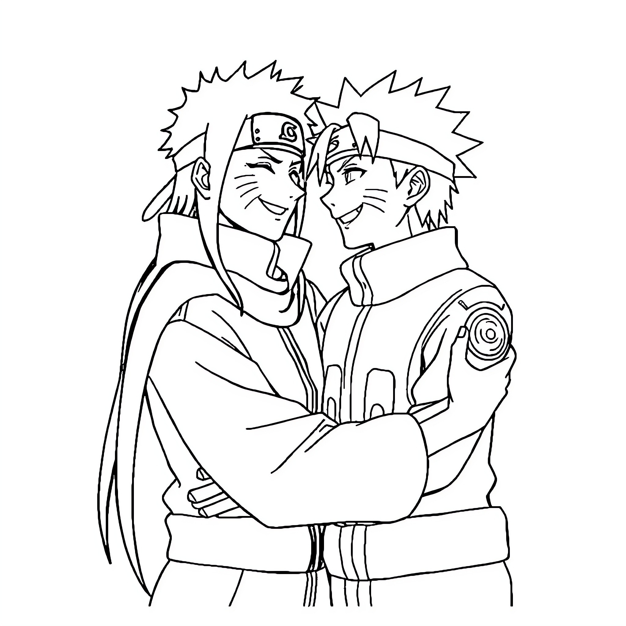 Boruto and Naruto's Animated Adventure Coloring Page (free black-and-white line drawing printable PDF for all, from beginners to advanced learners, including children, teens, adults, and seniors)
