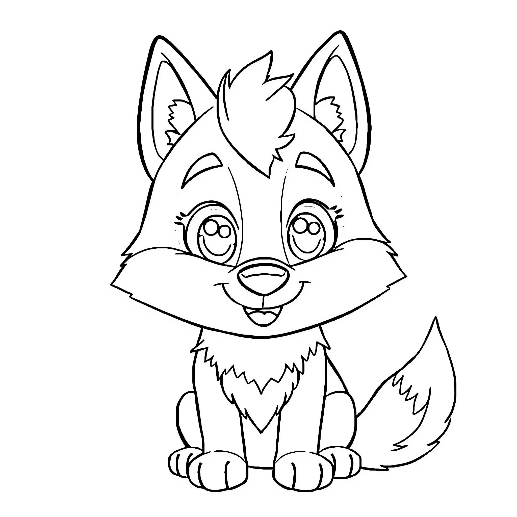 Loupio the Playful Fox Coloring Page (free black-and-white line drawing printable PDF for all, from beginners to advanced learners, including children, teens, adults, and seniors)