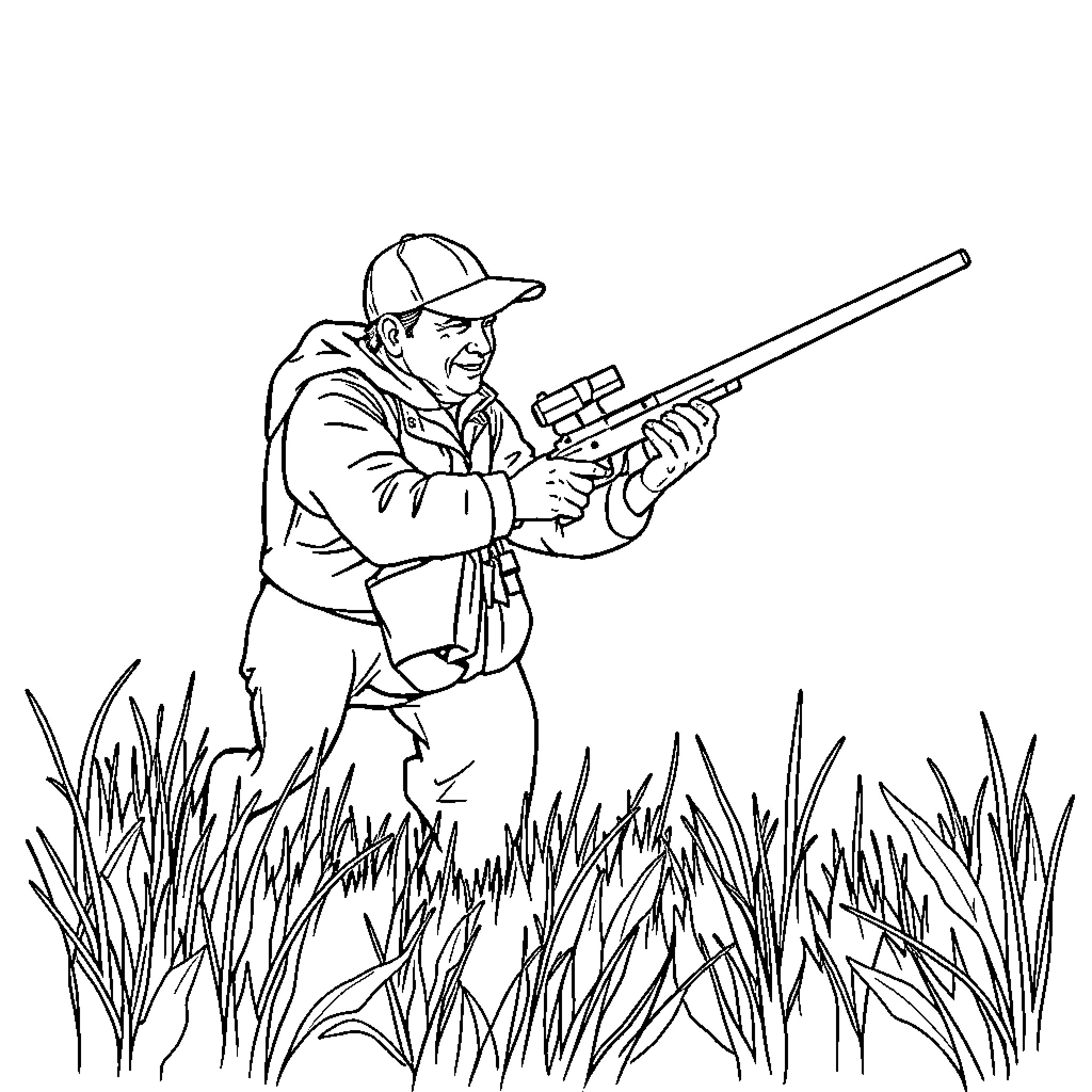 Huntrix preparing for the hunt in the tall grass Coloring Page (free black-and-white line drawing printable PDF for all, from beginners to advanced learners, including children, teens, adults, and seniors)