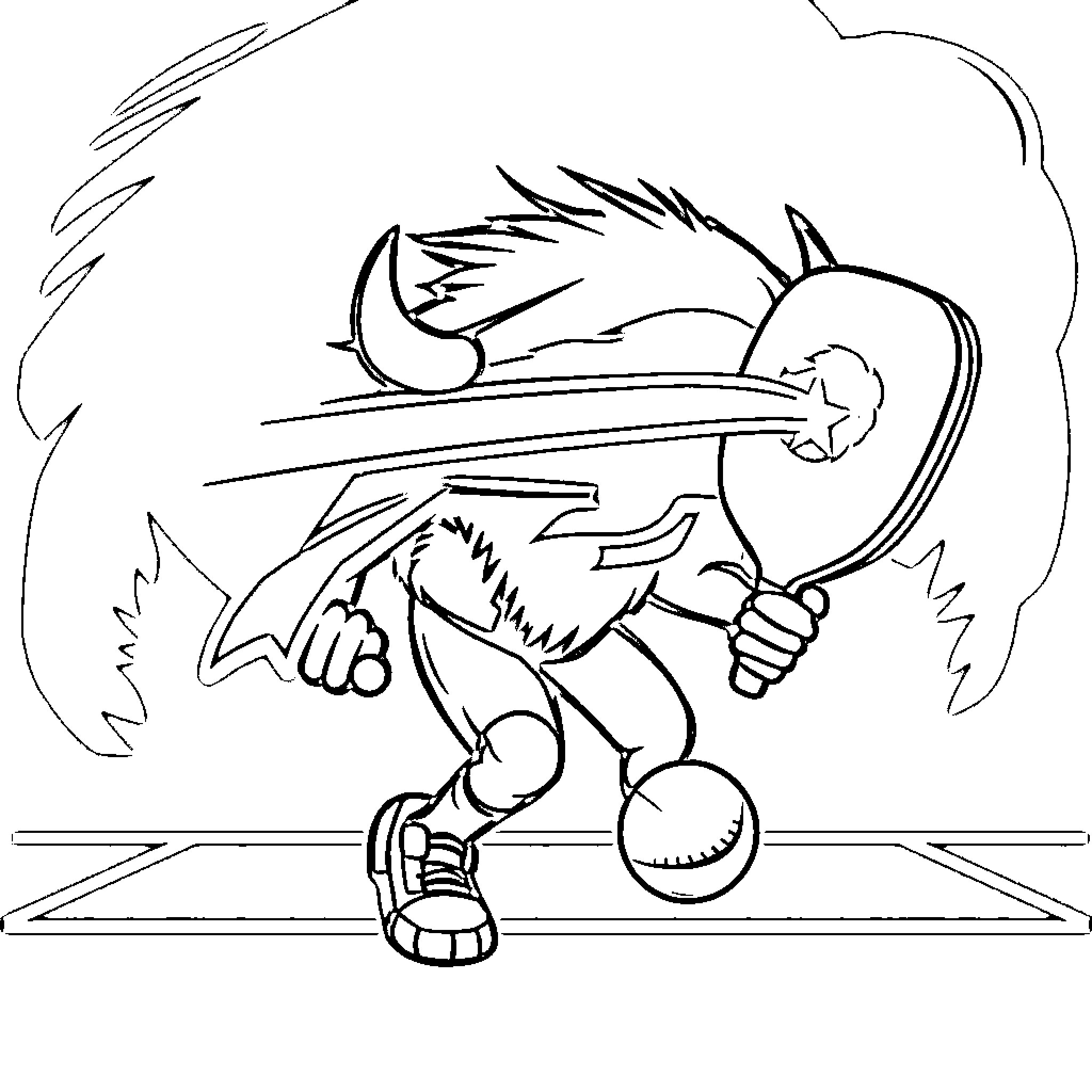 Buffalo Bills player in animated action pose Coloring Page (free black-and-white line drawing printable PDF for all, from beginners to advanced learners, including children, teens, adults, and seniors)