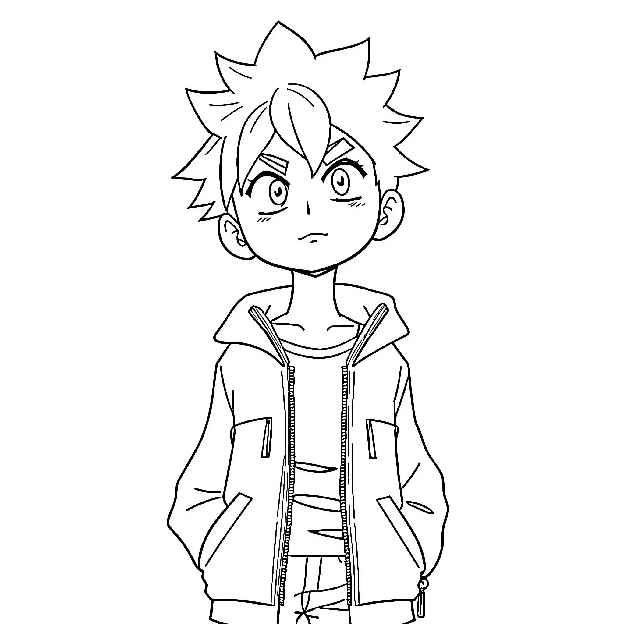 Minato with a serious expression in casual outfit Coloring Page (free black-and-white line drawing printable PDF for all, from beginners to advanced learners, including children, teens, adults, and seniors)