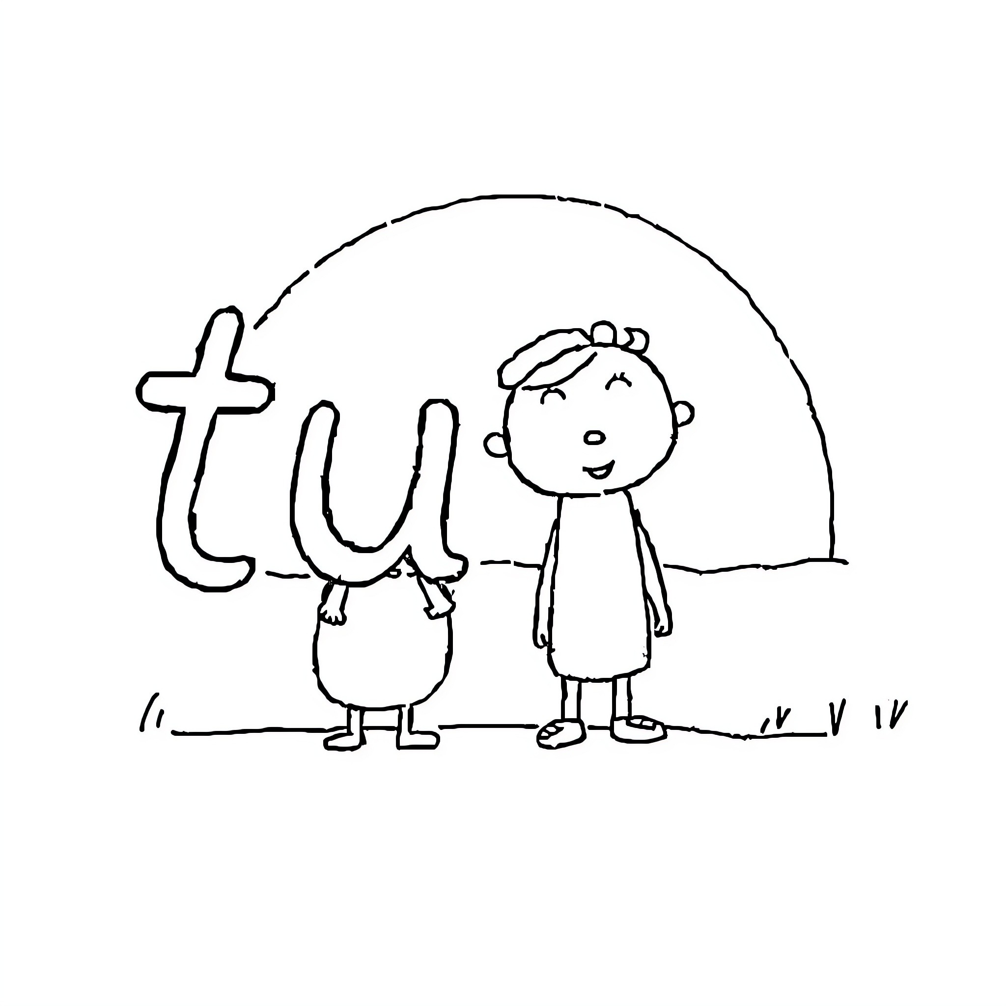 Pronom Friends Playing Together Outdoors Coloring Page (free black-and-white line drawing printable PDF for all, from beginners to advanced learners, including children, teens, adults, and seniors)