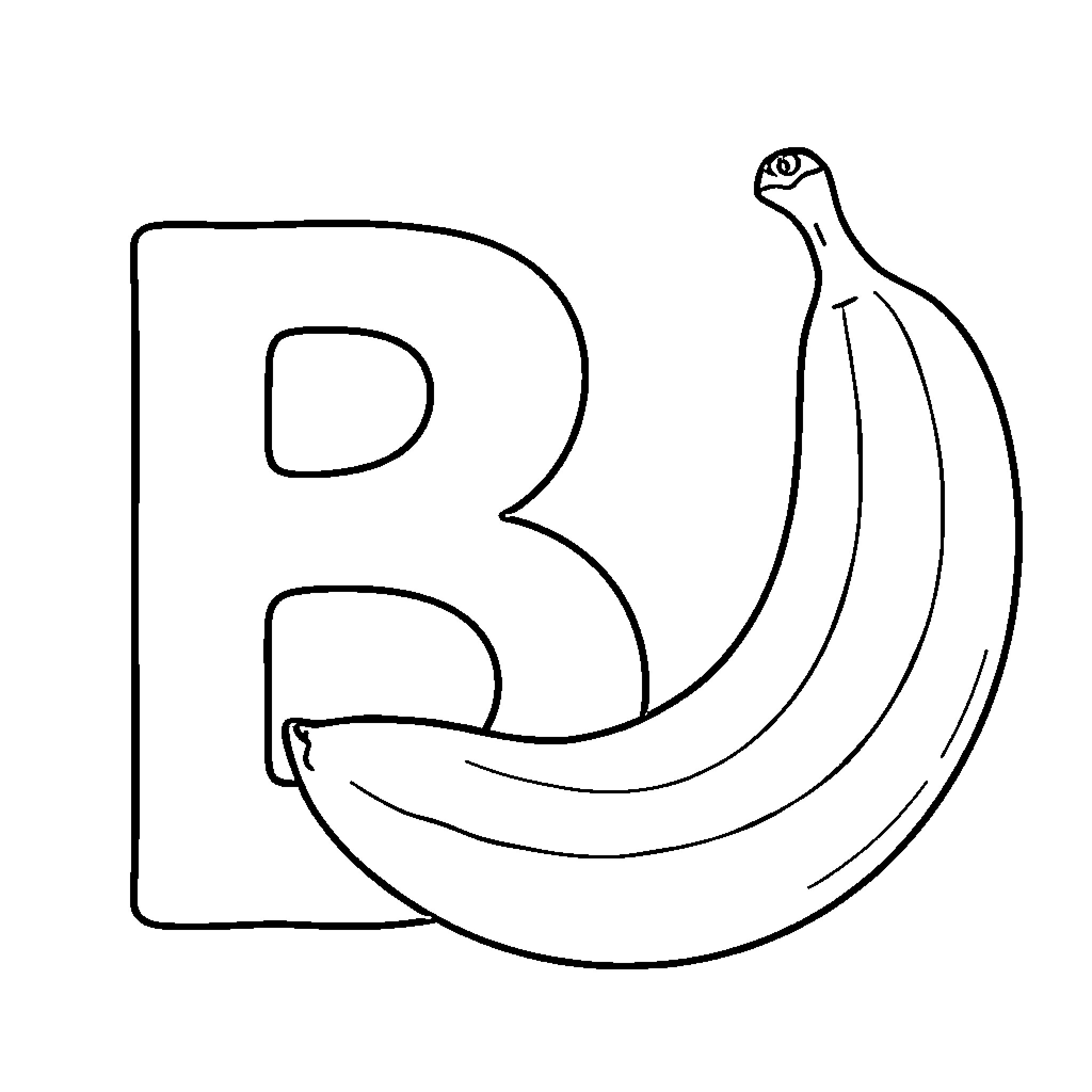 Banana boldly brandishing its unique shape Coloring Page (free black-and-white line drawing printable PDF for all, from beginners to advanced learners, including children, teens, adults, and seniors)