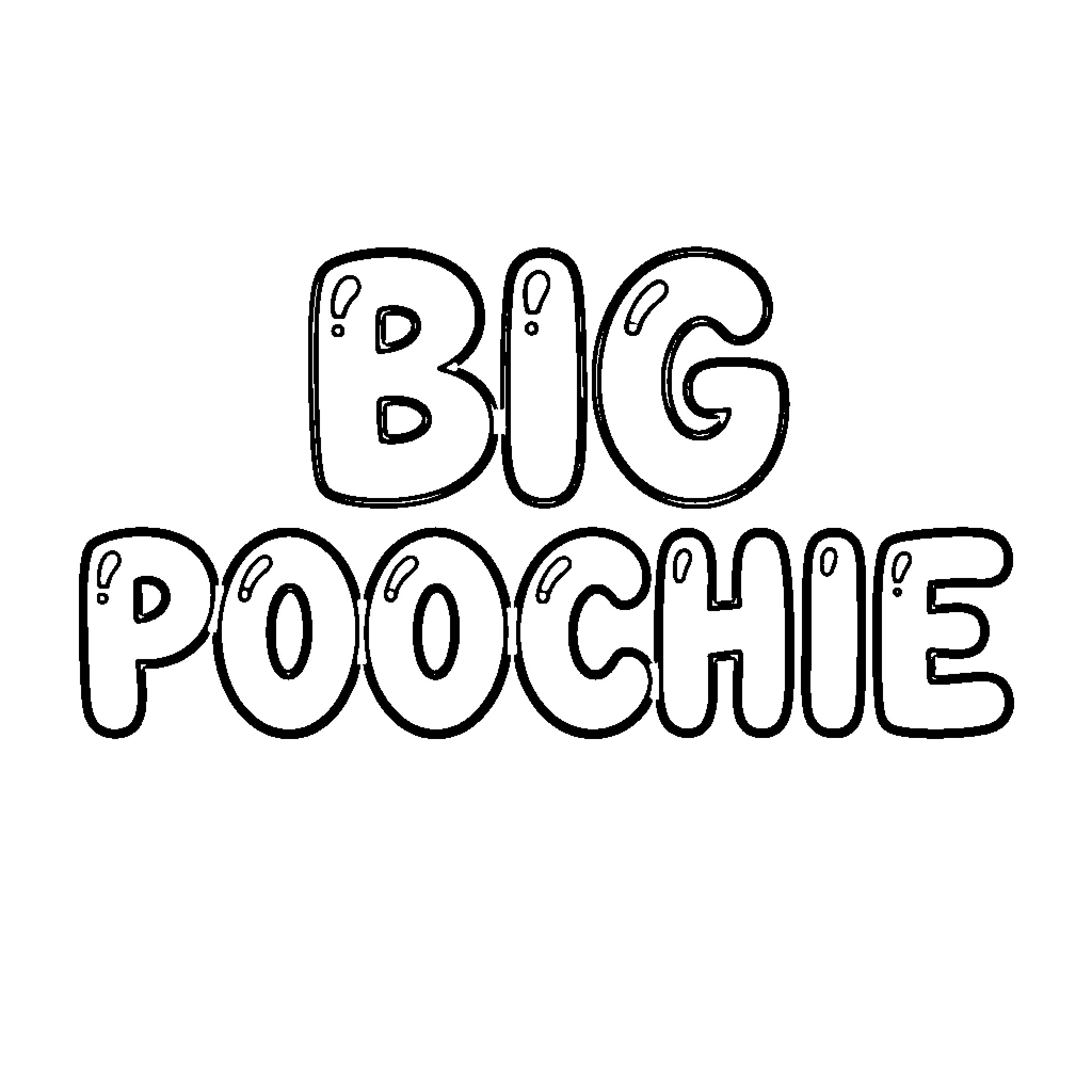 Poochie's Big Pooche Coloring Page (free black-and-white line drawing printable PDF for all, from beginners to advanced learners, including children, teens, adults, and seniors)