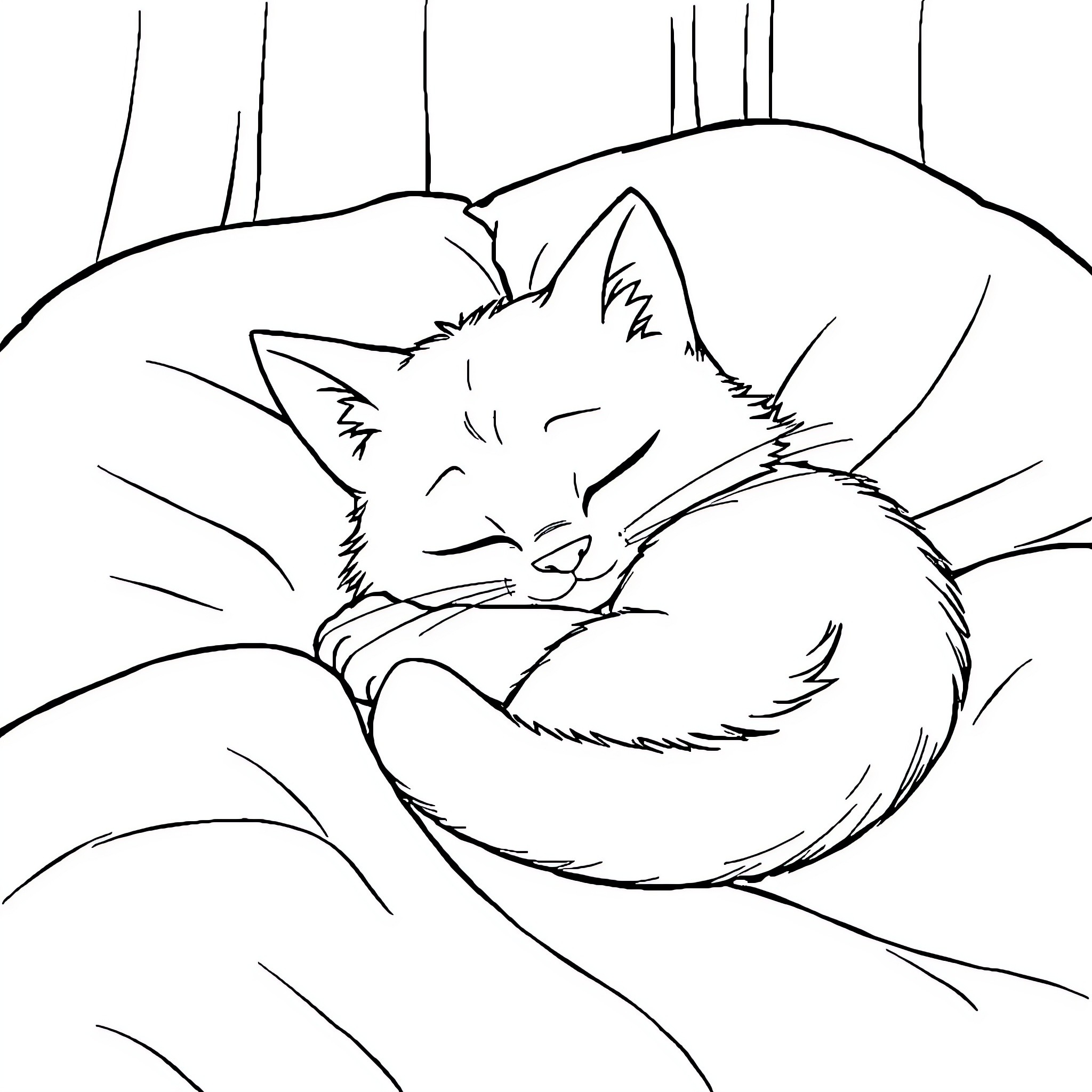 Marie's peaceful slumber in the forest Coloring Page (free black-and-white line drawing printable PDF for all, from beginners to advanced learners, including children, teens, adults, and seniors)