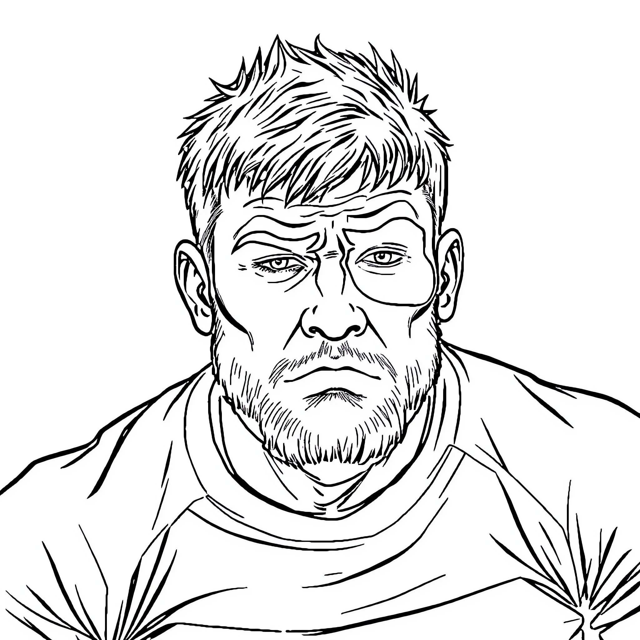 Rugby Player Expressing Determination and Intensity Coloring Page (free black-and-white line drawing printable PDF for all, from beginners to advanced learners, including children, teens, adults, and seniors)