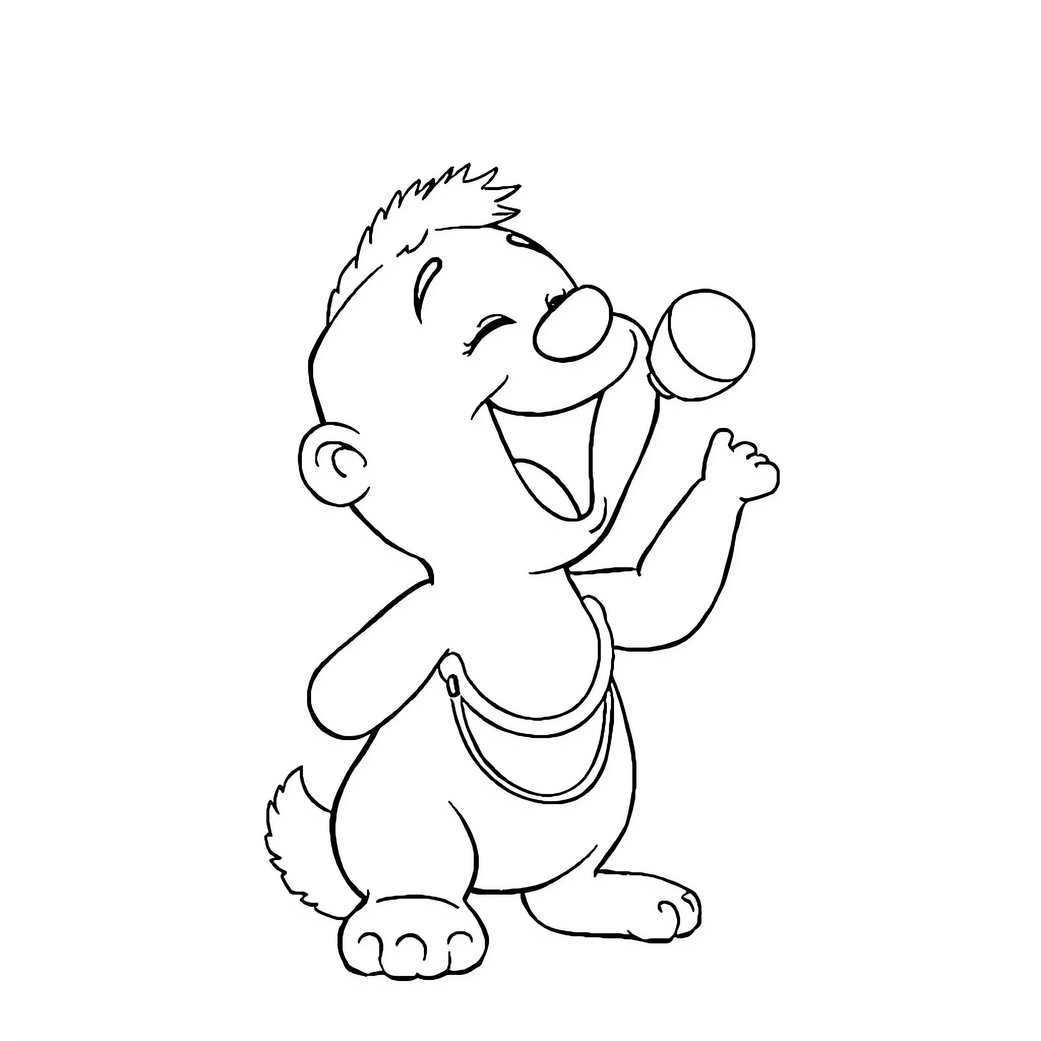 Tralalero character enthusiastically waving arms Coloring Page (free black-and-white line drawing printable PDF for all, from beginners to advanced learners, including children, teens, adults, and seniors)