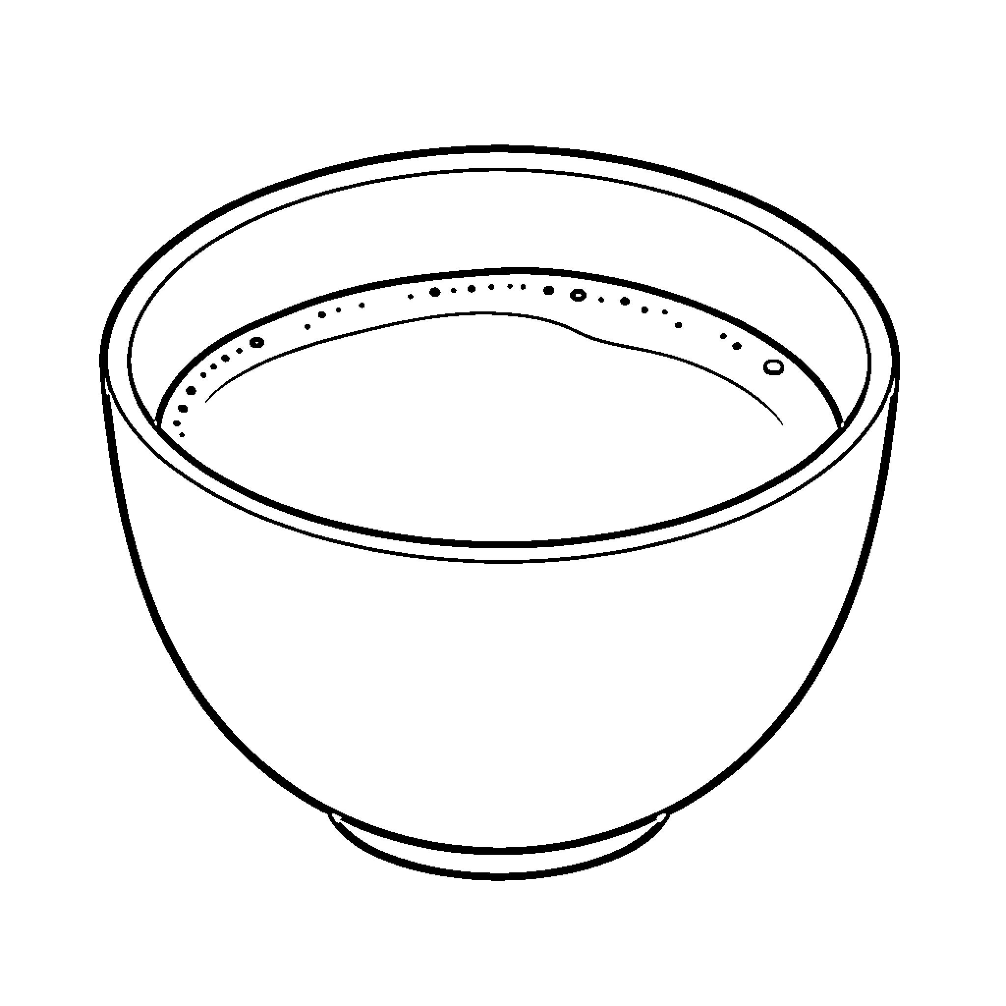 Matcha tea served in a traditional ceramic bowl Coloring Page (free black-and-white line drawing printable PDF for all, from beginners to advanced learners, including children, teens, adults, and seniors)