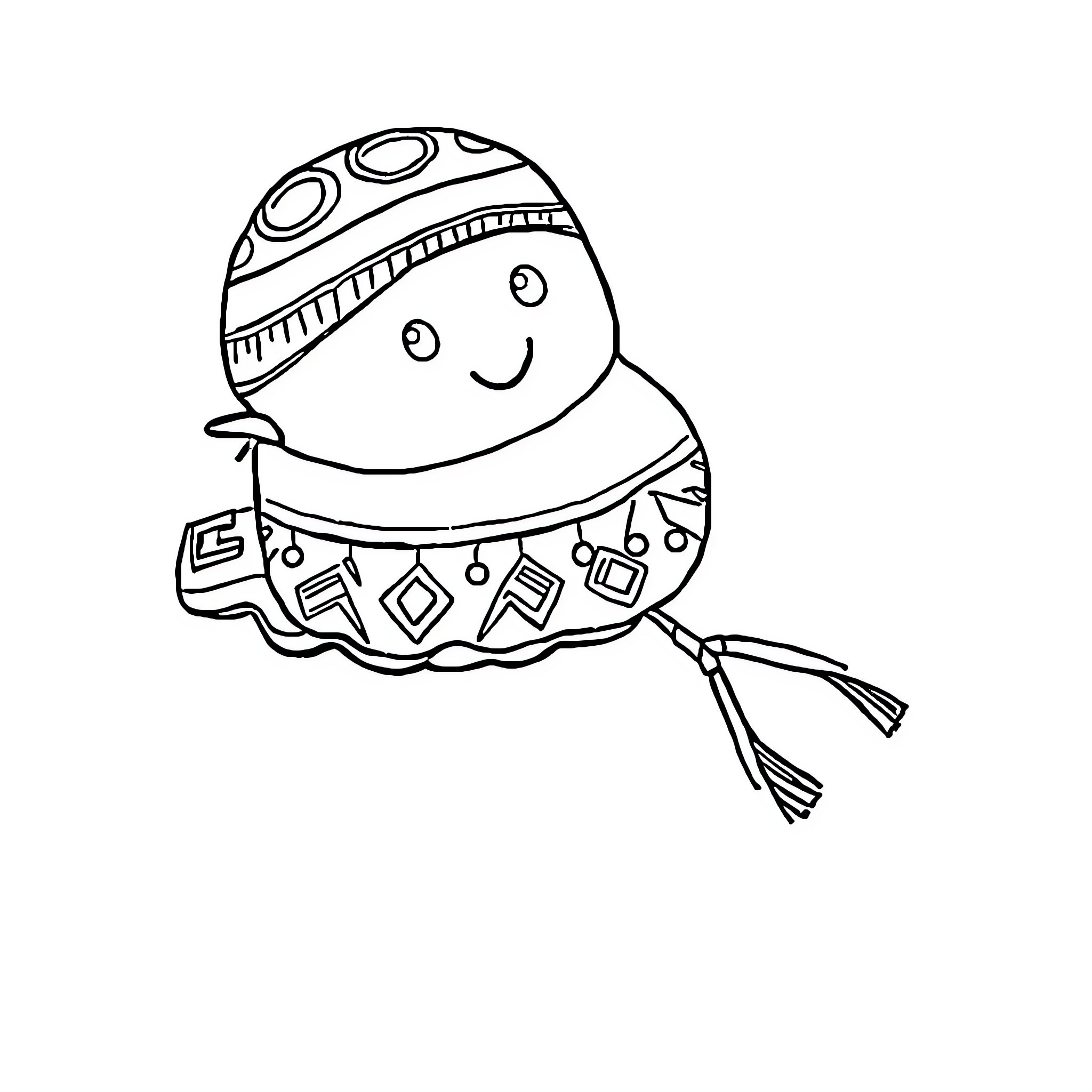 Labubu's Cheerful Holiday Outfit Coloring Page (free black-and-white line drawing printable PDF for all, from beginners to advanced learners, including children, teens, adults, and seniors)