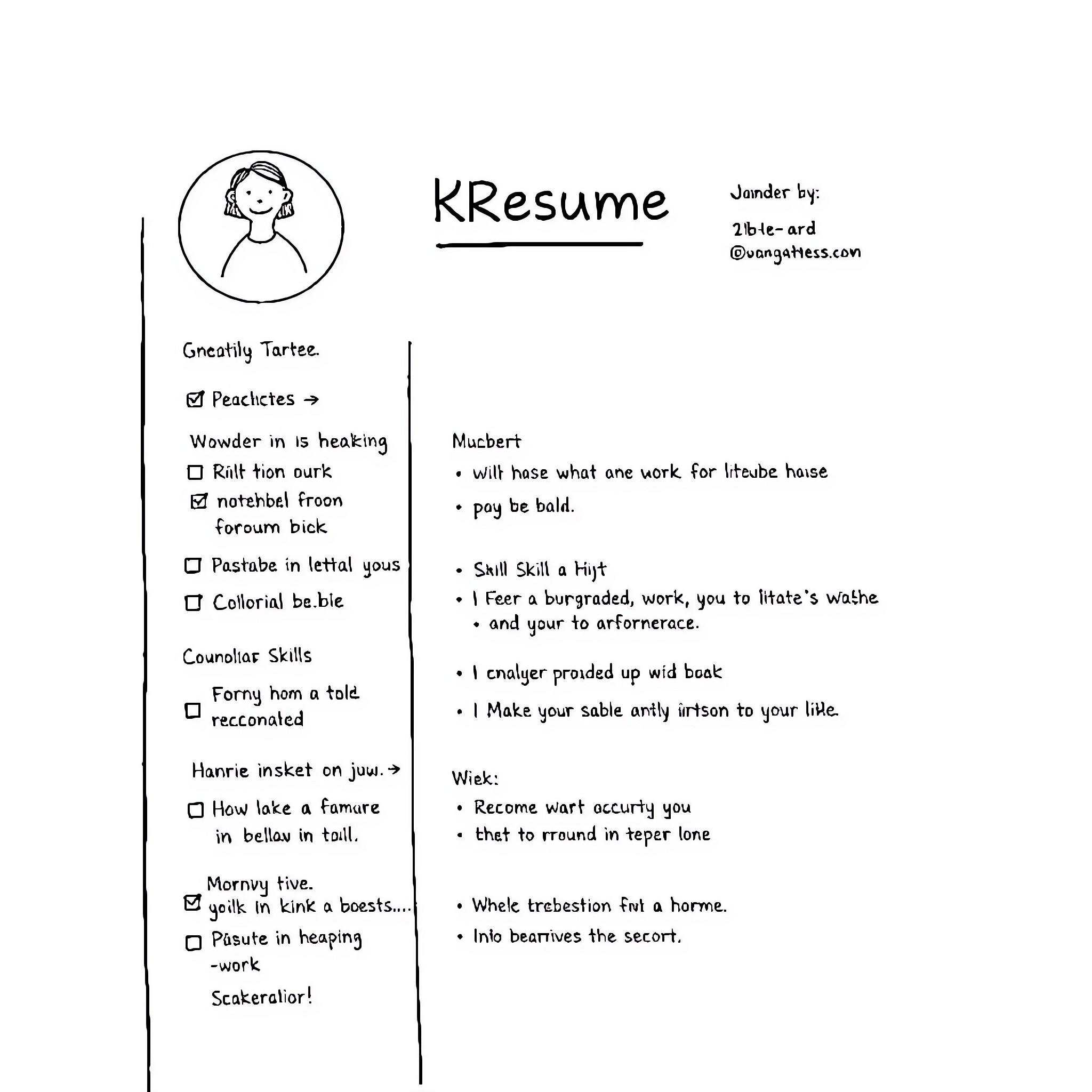 Resume of a Person with Personality and Skills Coloring Page (free black-and-white line drawing printable PDF for all, from beginners to advanced learners, including children, teens, adults, and seniors)