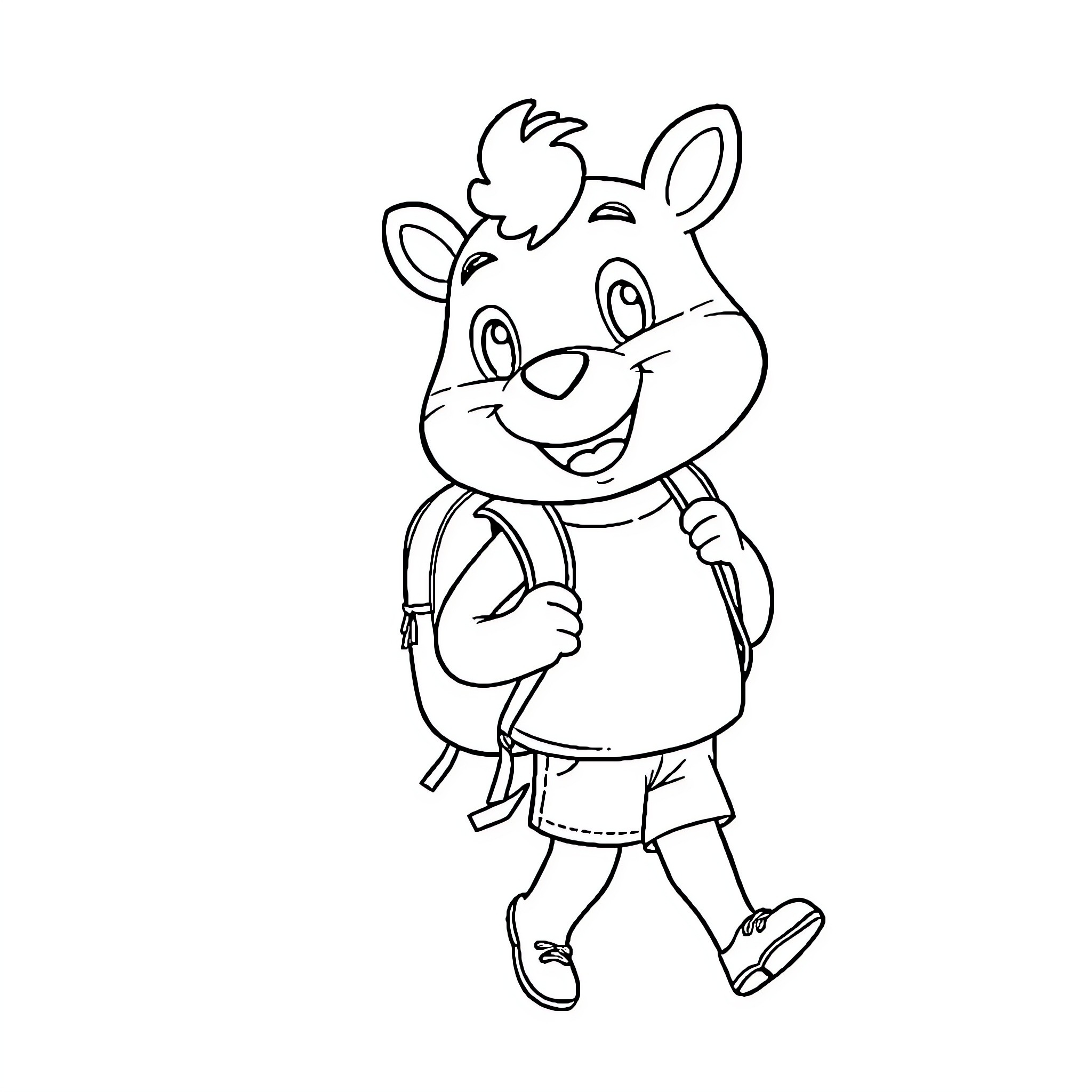Labubu goes on an adventure with backpack Coloring Page (free black-and-white line drawing printable PDF for all, from beginners to advanced learners, including children, teens, adults, and seniors)