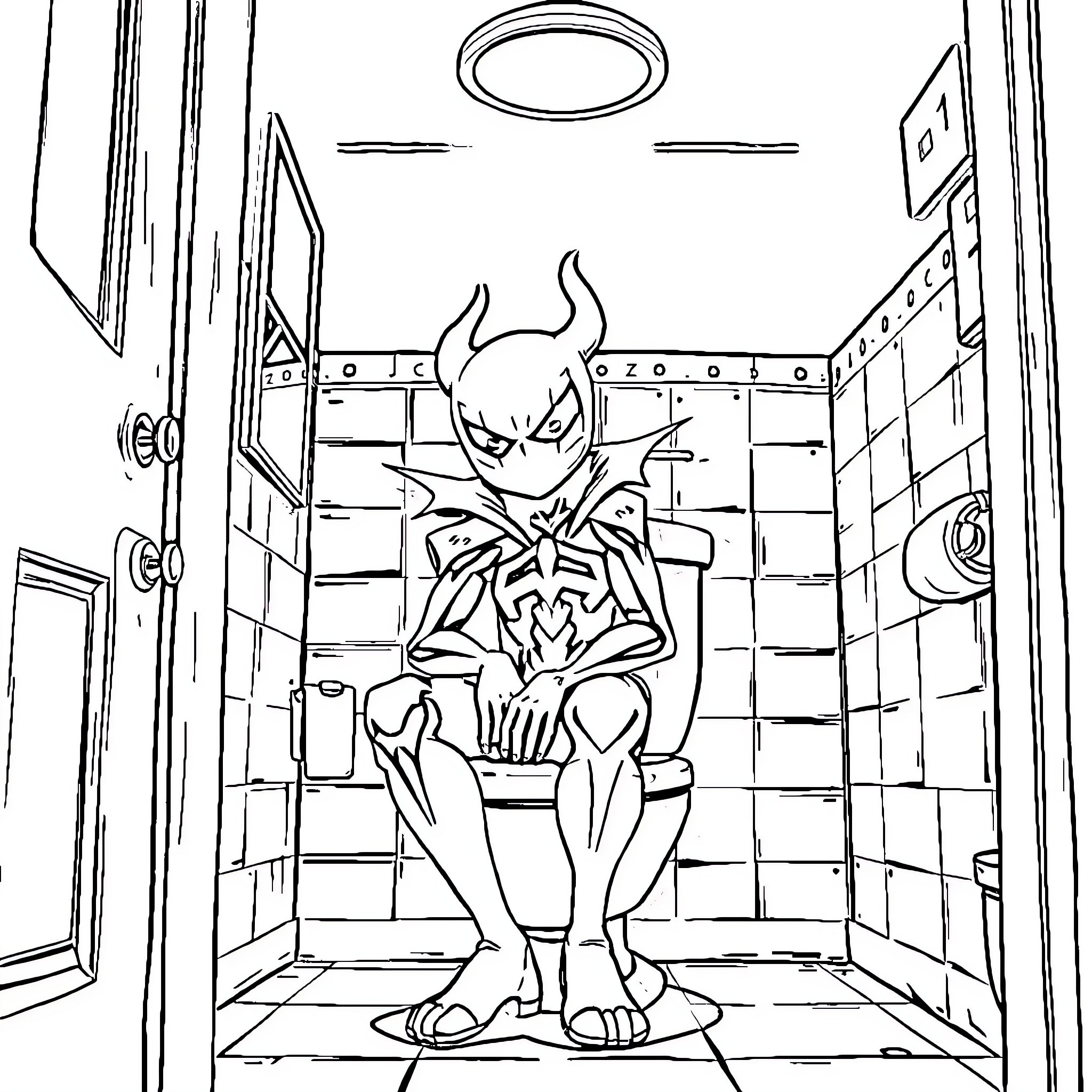 Spawn of a monstrous creature in a bizarre setting Coloring Page (free black-and-white line drawing printable PDF for all, from beginners to advanced learners, including children, teens, adults, and seniors)