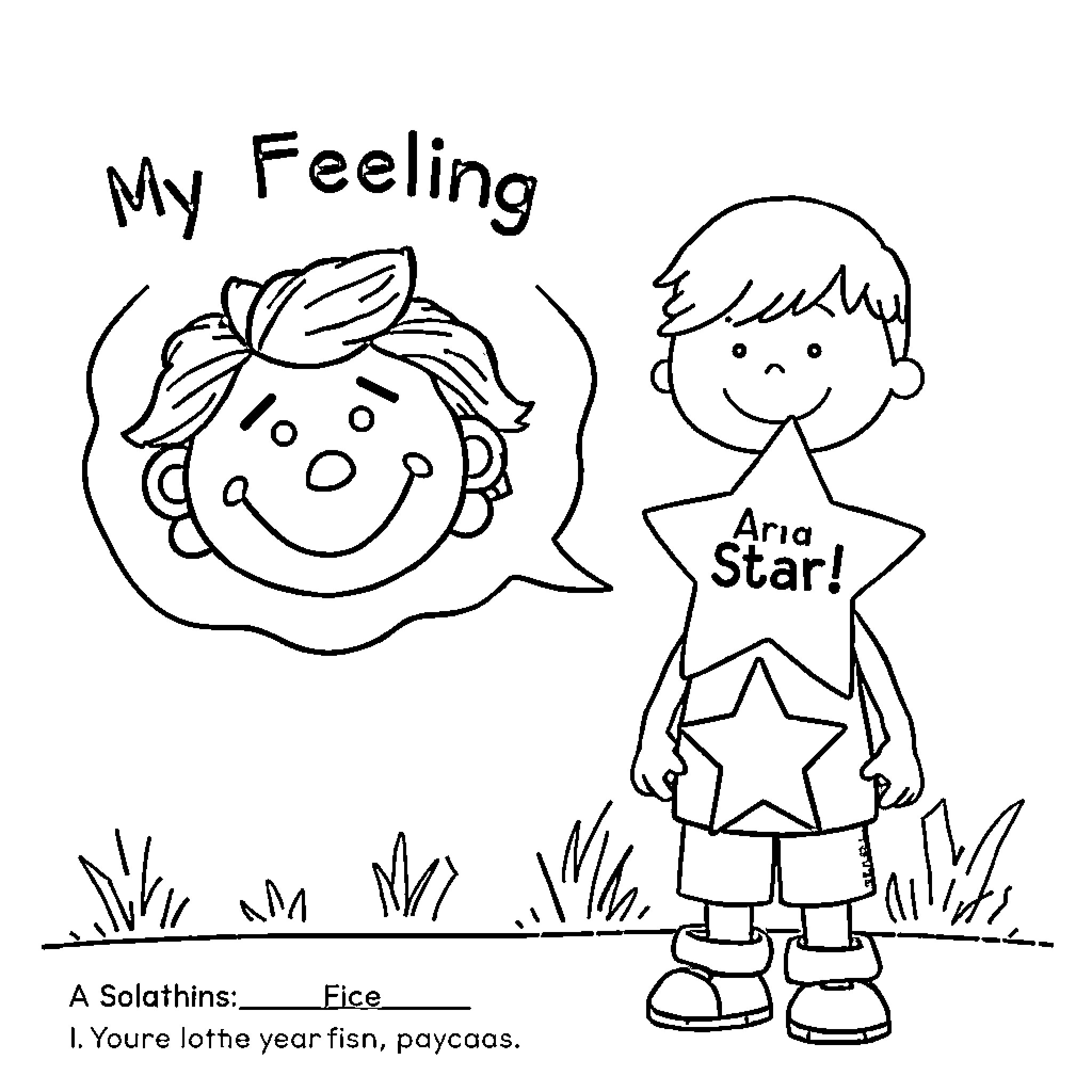Emotion in a Young Student's Drawing Coloring Page (free black-and-white line drawing printable PDF for all, from beginners to advanced learners, including children, teens, adults, and seniors)