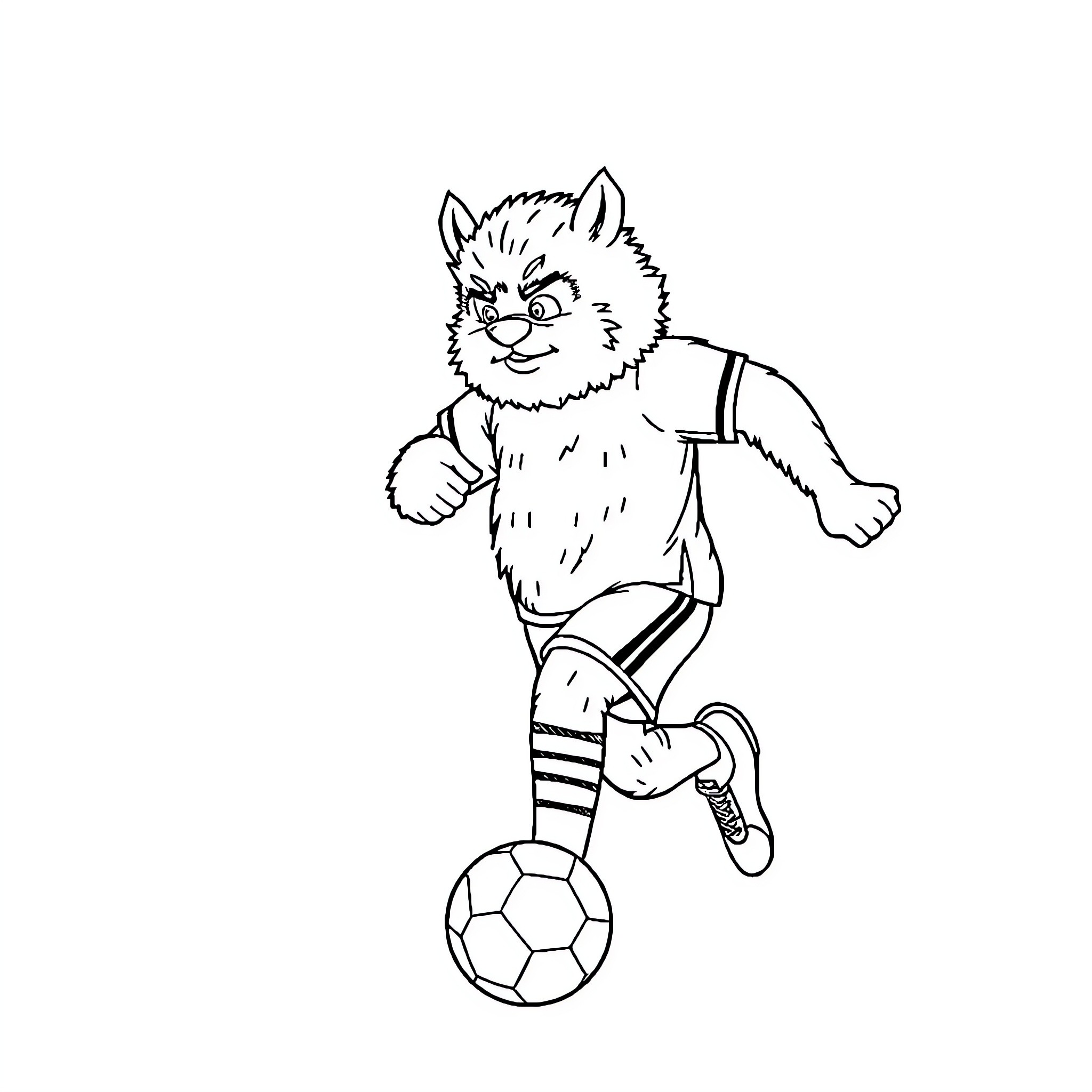 Girl playing with soccer ball in cartoon style Coloring Page (free black-and-white line drawing printable PDF for all, from beginners to advanced learners, including children, teens, adults, and seniors)