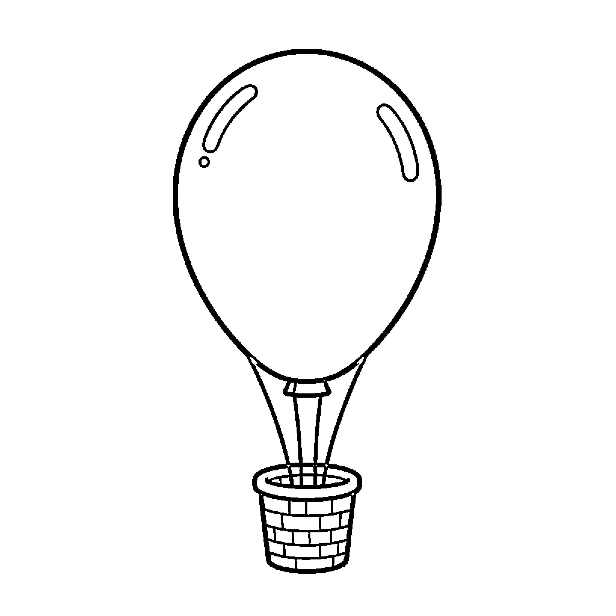 Balloon floating high with a basket underneath Coloring Page (free black-and-white line drawing printable PDF for all, from beginners to advanced learners, including children, teens, adults, and seniors)
