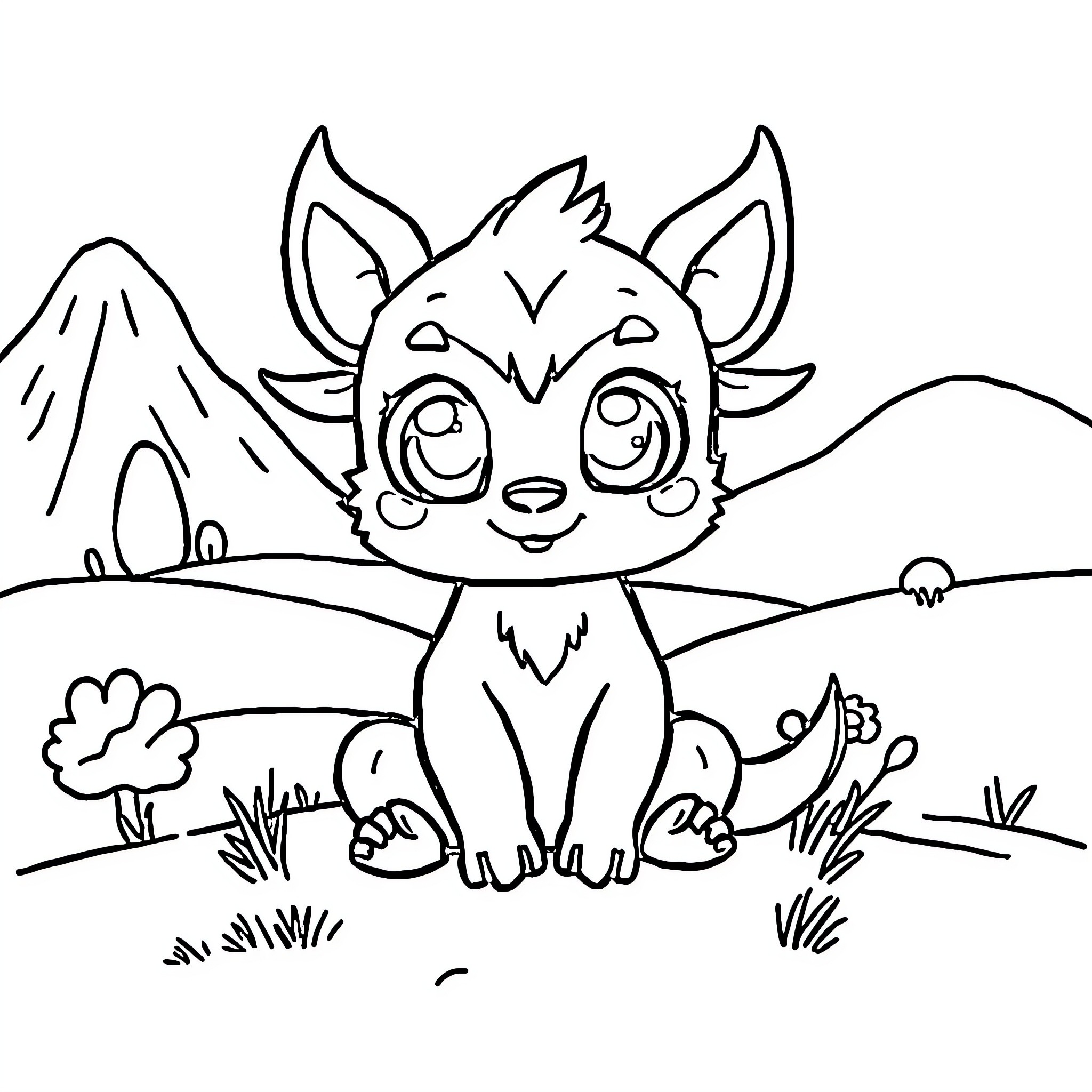 Ahuizote enjoying the natural scenery Coloring Page (free black-and-white line drawing printable PDF for all, from beginners to advanced learners, including children, teens, adults, and seniors)