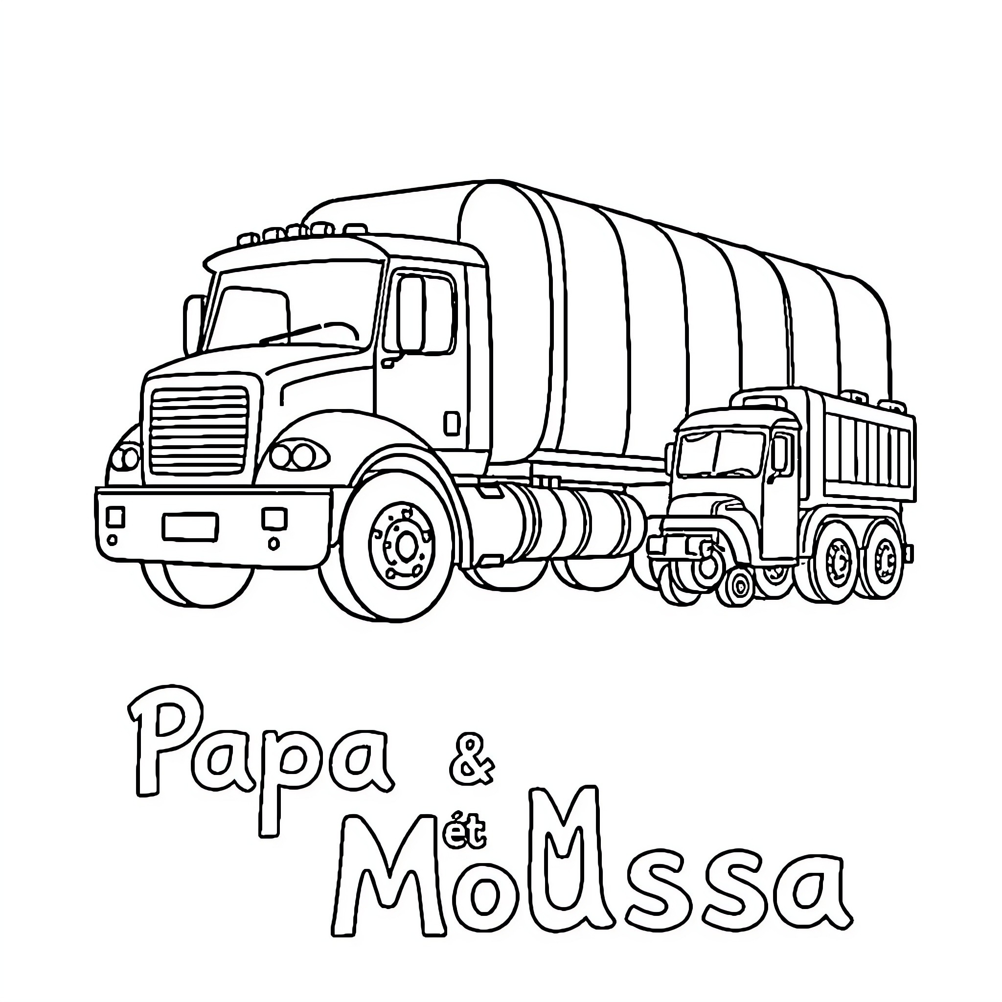 Camion transporting large cargo Coloring Page (free black-and-white line drawing printable PDF for all, from beginners to advanced learners, including children, teens, adults, and seniors)