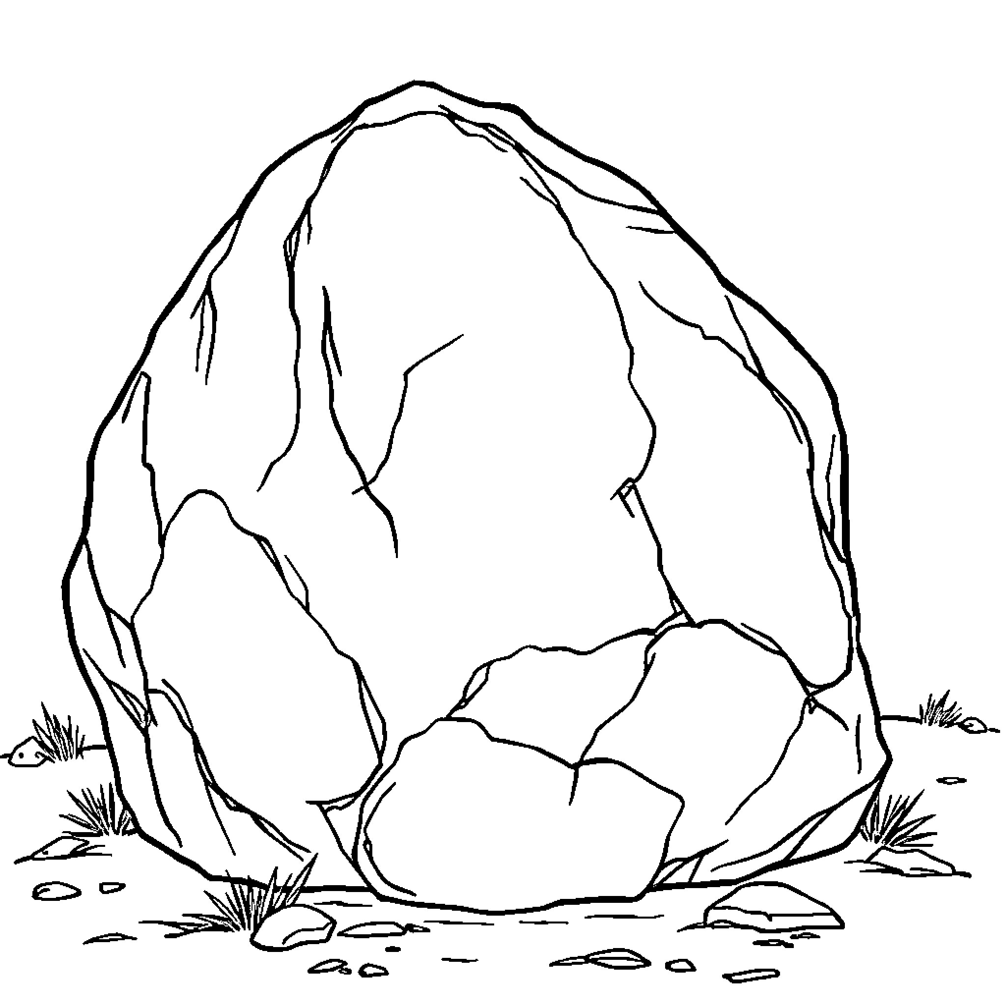 Rock formation in rugged landscape Coloring Page (free black-and-white line drawing printable PDF for all, from beginners to advanced learners, including children, teens, adults, and seniors)