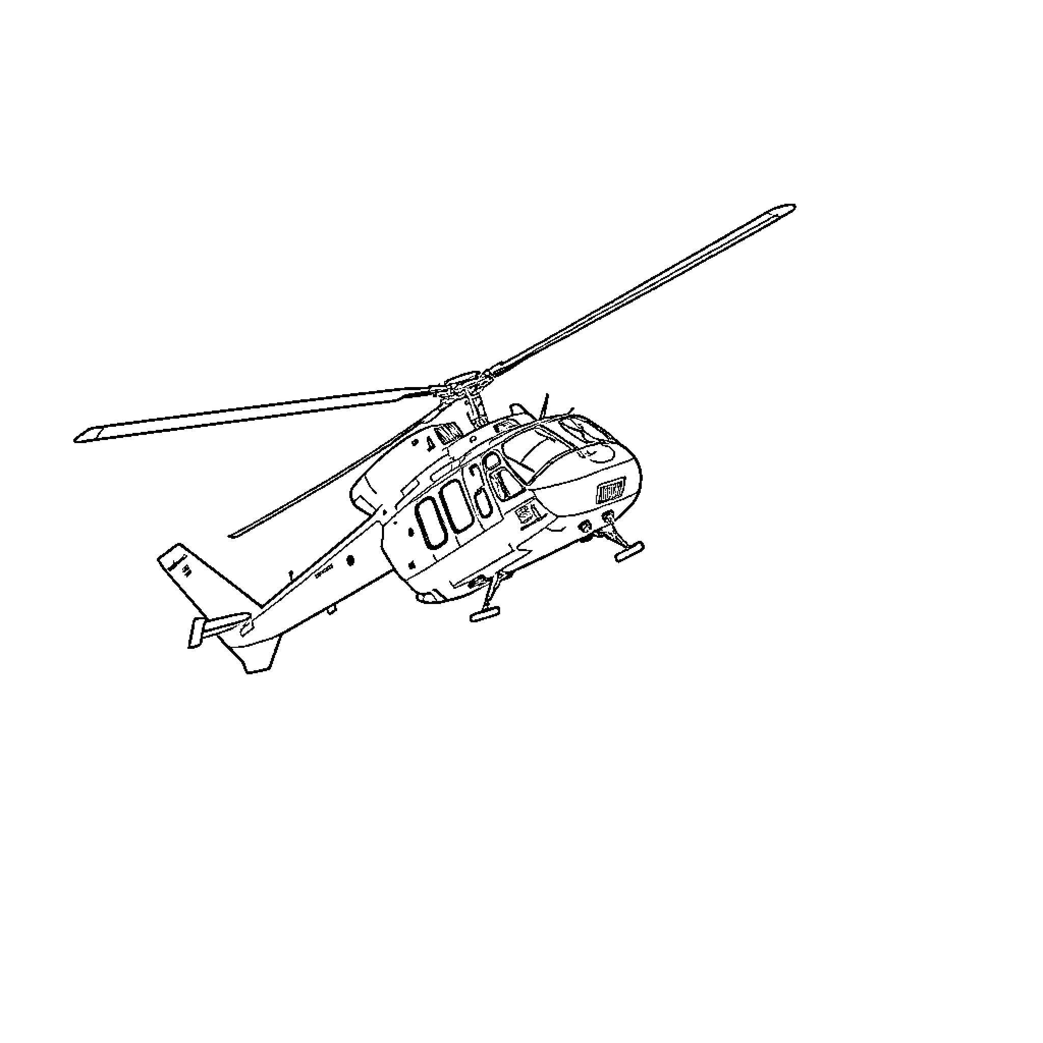 Seahawk helicopter in flight Coloring Page (free black-and-white line drawing printable PDF for all, from beginners to advanced learners, including children, teens, adults, and seniors)