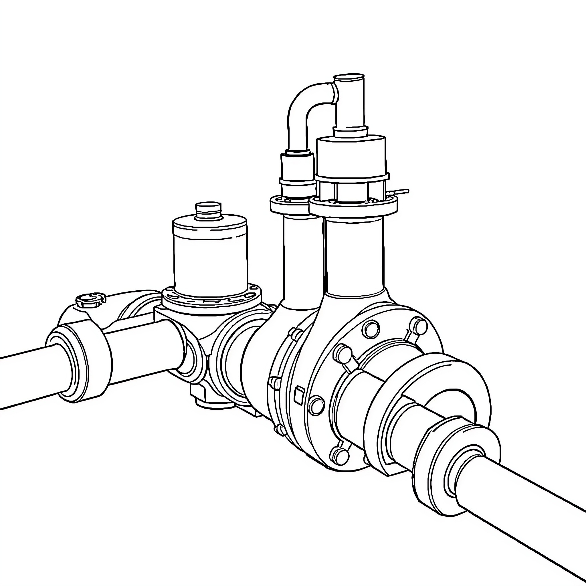 Hydraulic Mechanism for Industrial Equipment Coloring Page (free black-and-white line drawing printable PDF for all, from beginners to advanced learners, including children, teens, adults, and seniors)