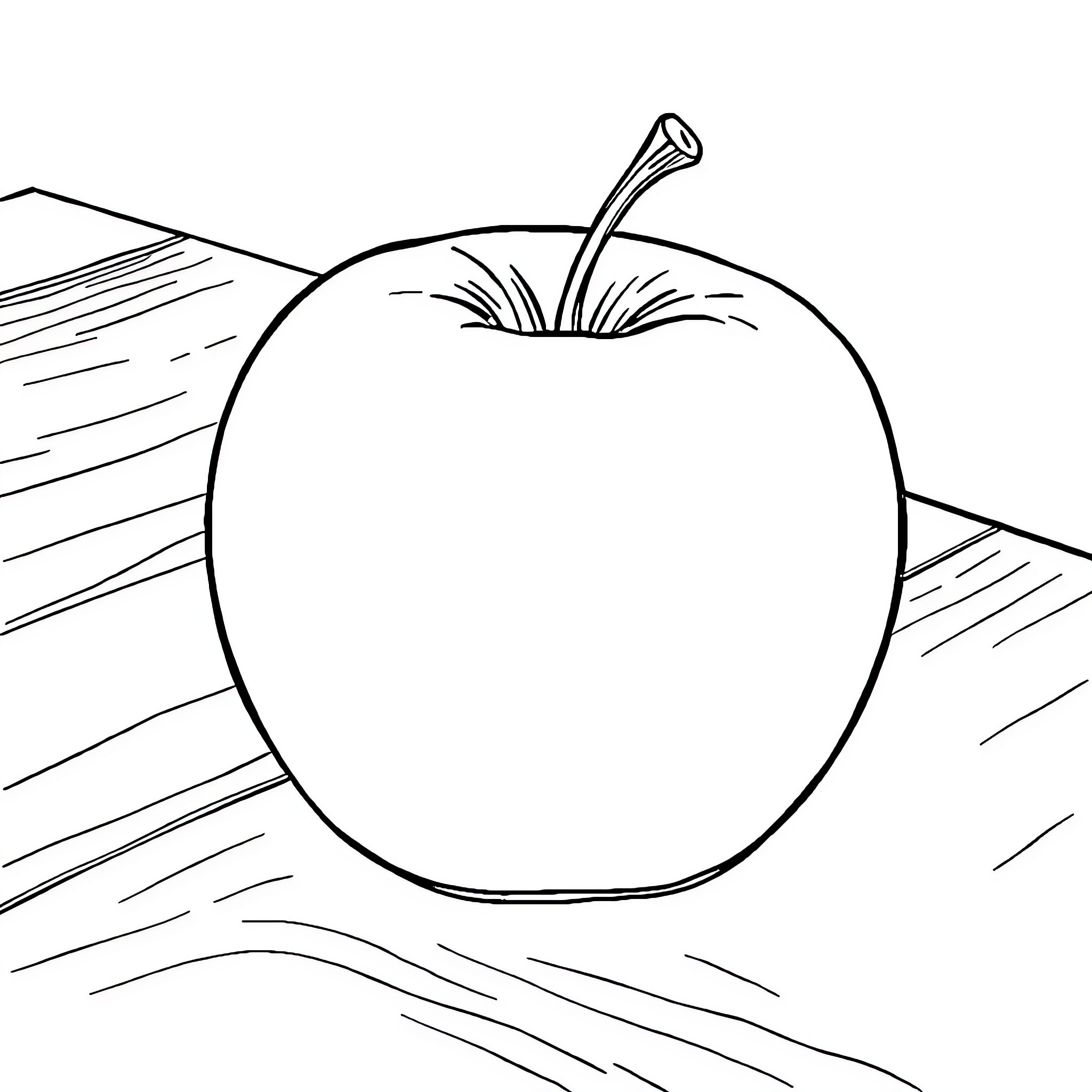 Apple in a simple sketch Coloring Page (free black-and-white line drawing printable PDF for all, from beginners to advanced learners, including children, teens, adults, and seniors)