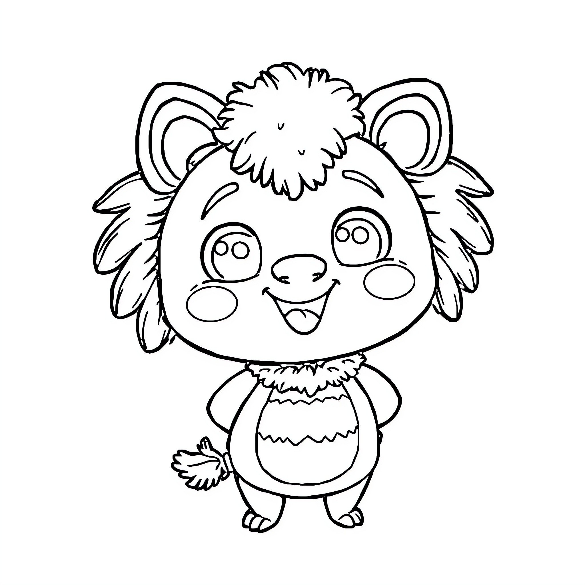 Labubu the Cute and Playful Monster Coloring Page (free black-and-white line drawing printable PDF for all, from beginners to advanced learners, including children, teens, adults, and seniors)