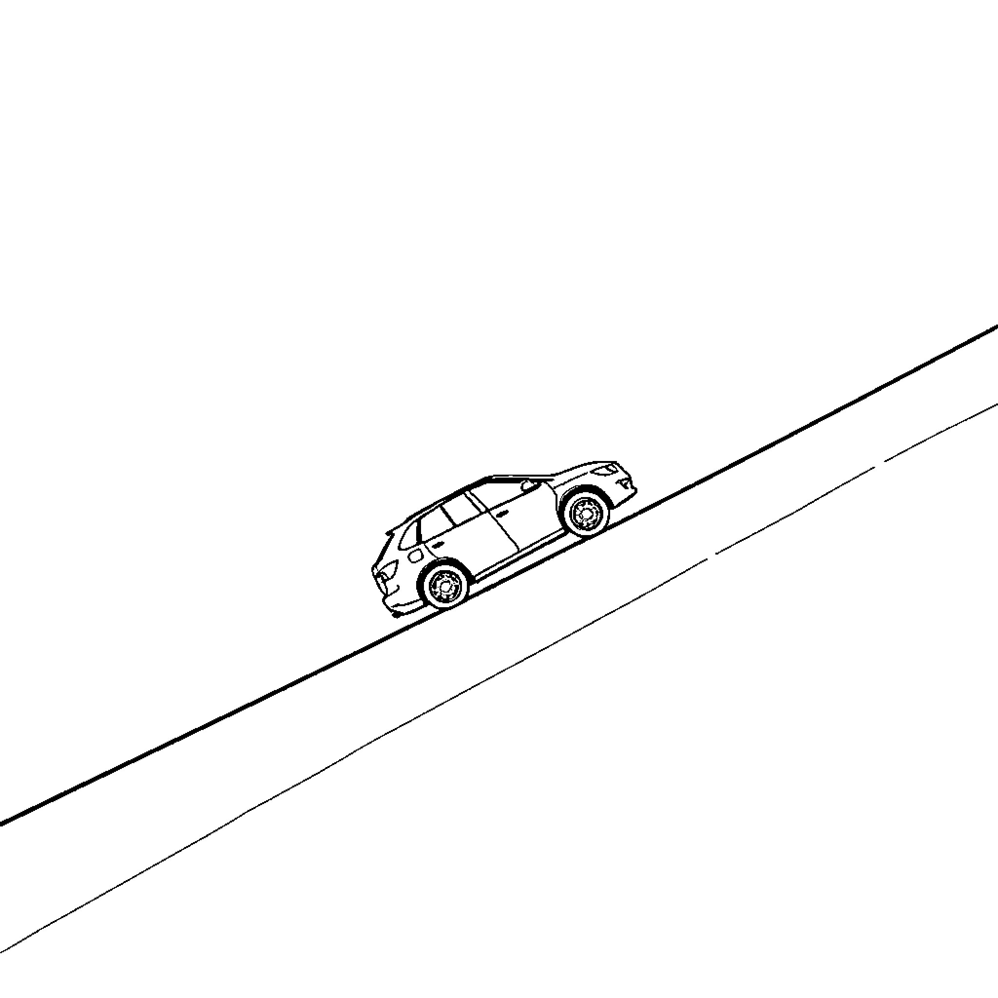 Car driving on road Coloring Page (free black-and-white line drawing printable PDF for all, from beginners to advanced learners, including children, teens, adults, and seniors)