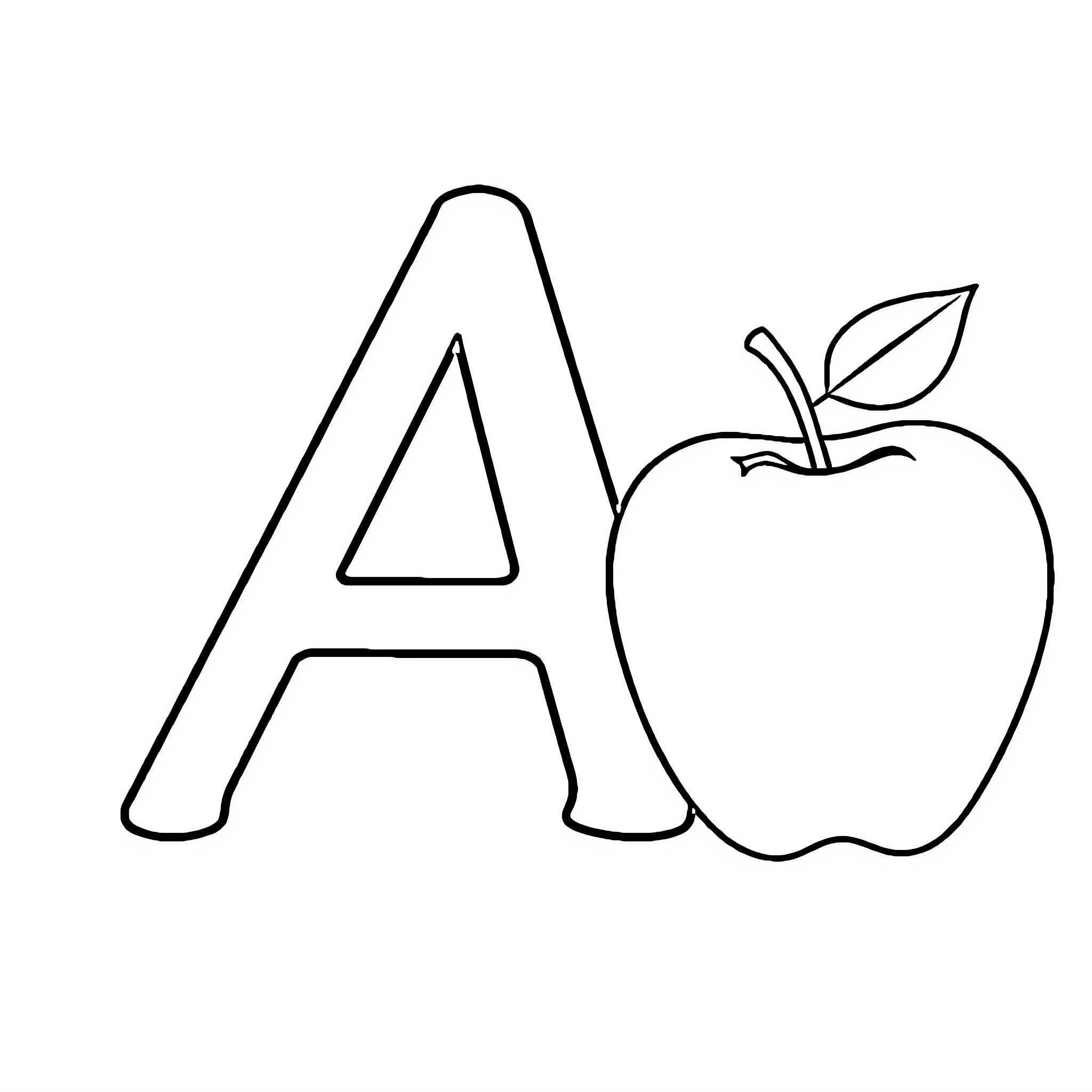 Alphabet of simple shapes and objects Coloring Page (free black-and-white line drawing printable PDF for all, from beginners to advanced learners, including children, teens, adults, and seniors)