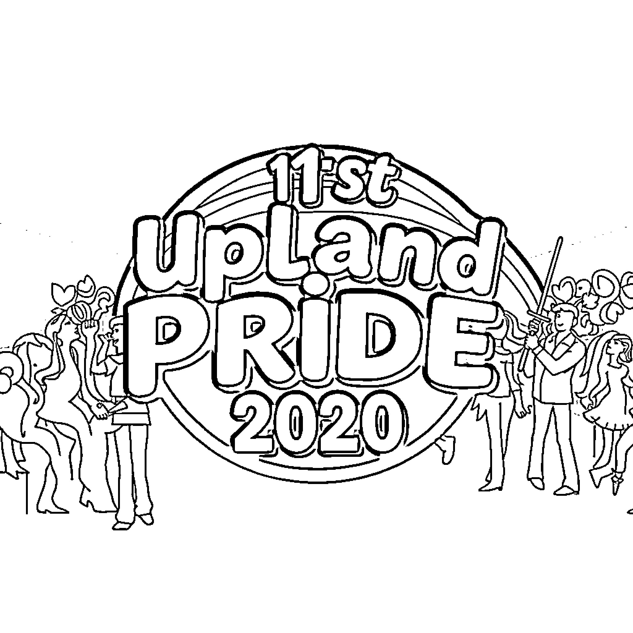 Pride Celebration at 11st Upland Pride 2020 Coloring Page (free black-and-white line drawing printable PDF for all, from beginners to advanced learners, including children, teens, adults, and seniors)