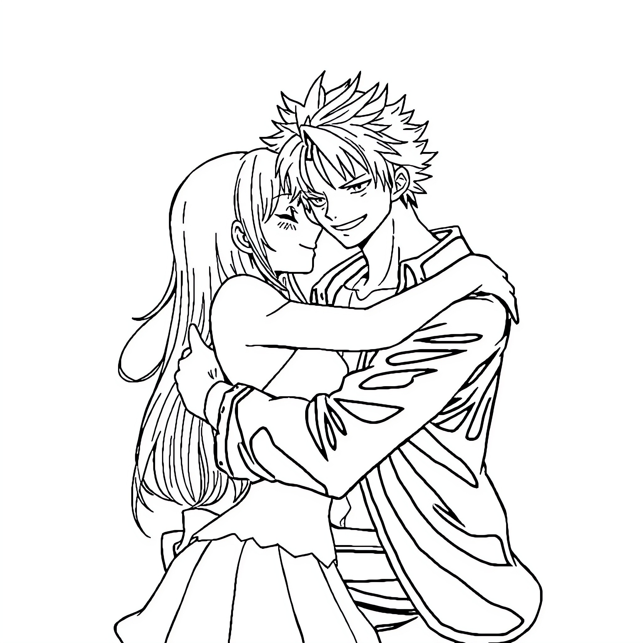 Sanji embracing a friend in a heartfelt moment Coloring Page (free black-and-white line drawing printable PDF for all, from beginners to advanced learners, including children, teens, adults, and seniors)